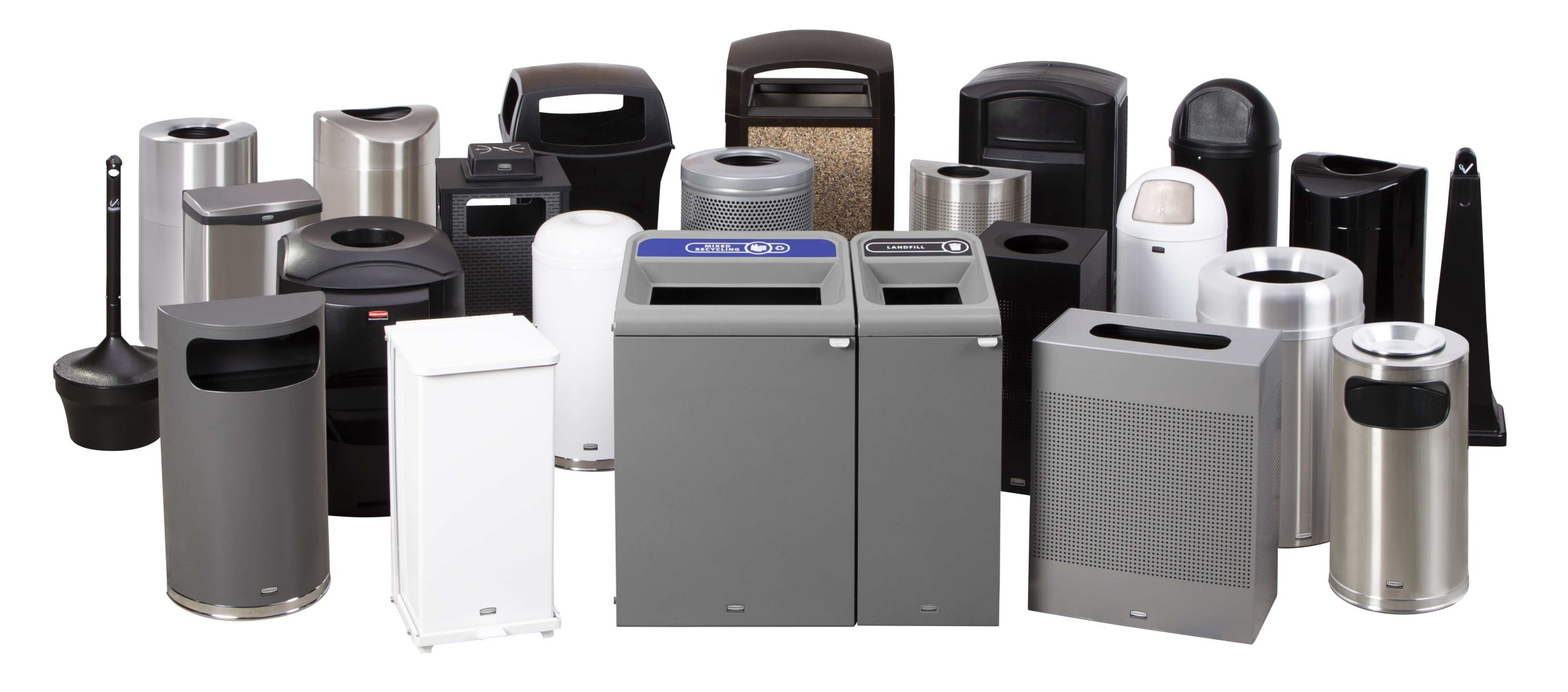 The Dimension Series 38 Gallon FGR38 Decorative Outdoor Waste Container is made from heavy-gauge, fire-safe steel designed to stand up to heavy use and harsh weather conditions while providing years of reliable outdoor service