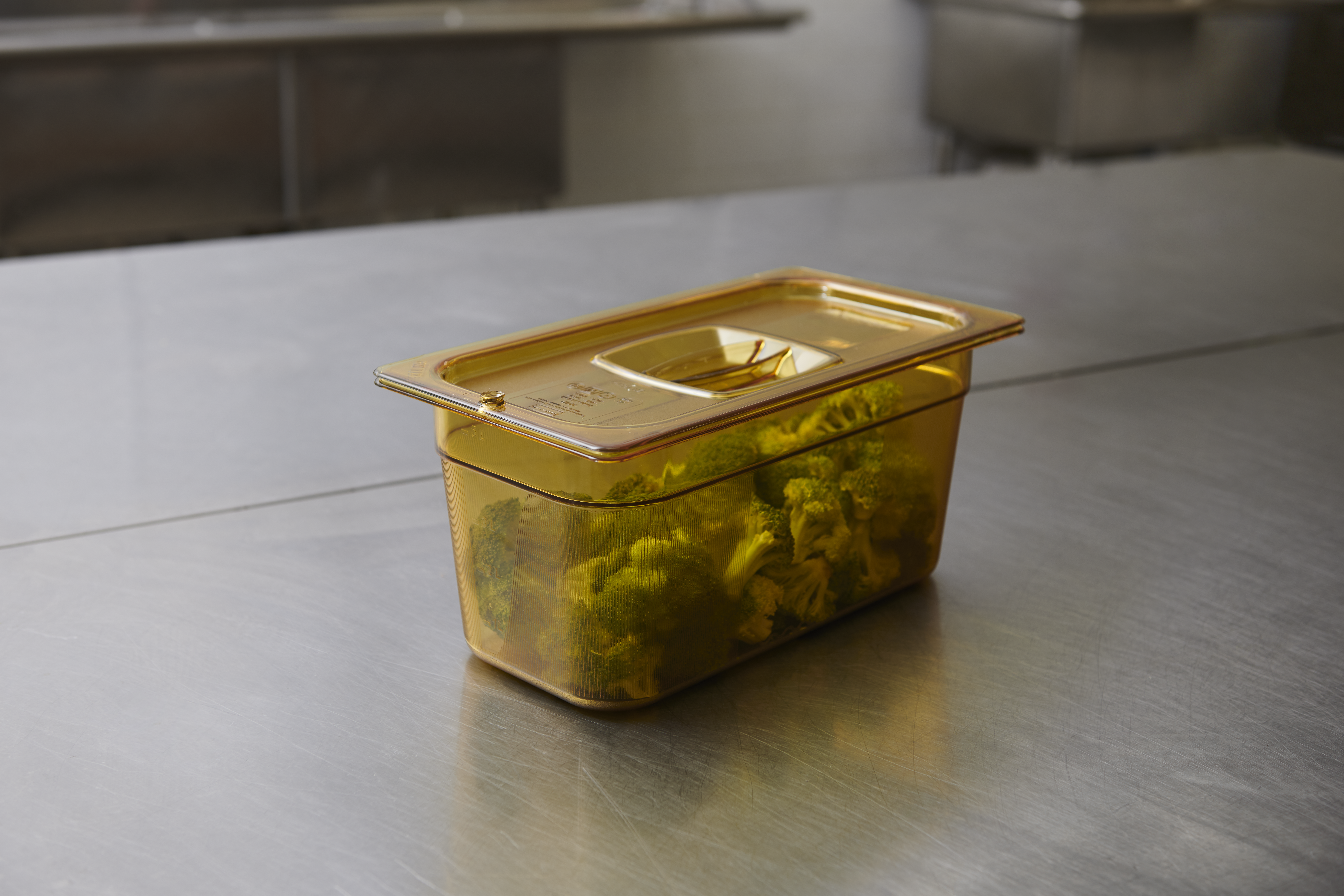 Bandejas para alimentos calientes de uso intensivo en los tamaños estándar Gastronorm de la industria.  Apto para mesa de vapor y microondas