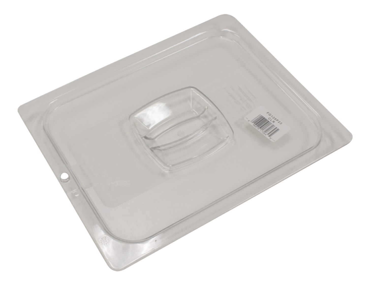 The Rubbermaid Commercial Cold Food Pan Cover with Peg Hole is break resistant and won't rust, dent, or bend.