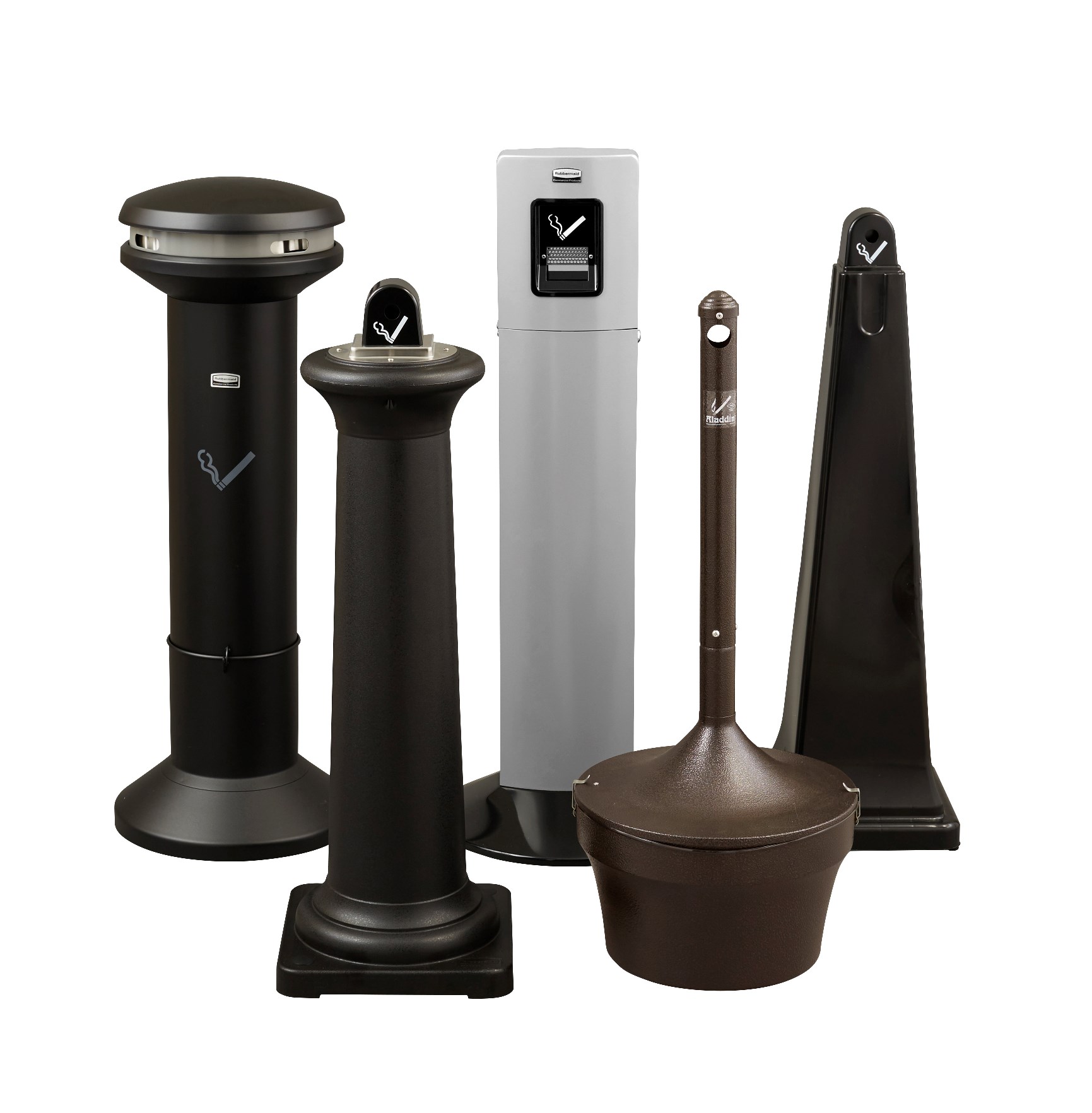 The Aladdin Smoker's Station® features a galvanized steel liner with handle for easy disposal. The oxygen-restricting design quickly extinguishes cigarettes with fire-safe steel construction that will not burn.