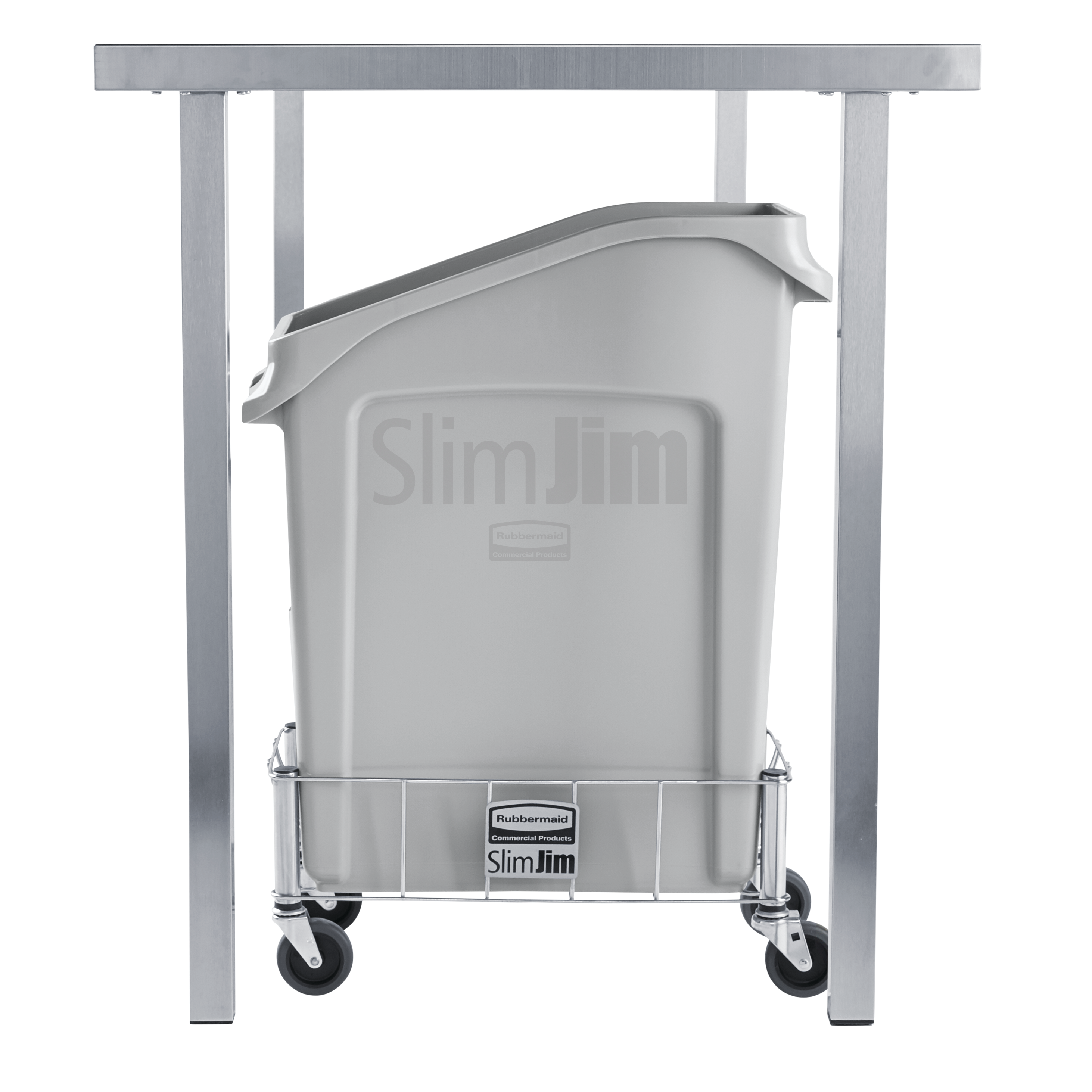 I bidoni Slim Jim® Rubbermaid Commercial da collocare sotto la postazione di lavoro sono una soluzione creata espressamente per gettare in maniera efficiente i rifiuti sotto le postazioni.