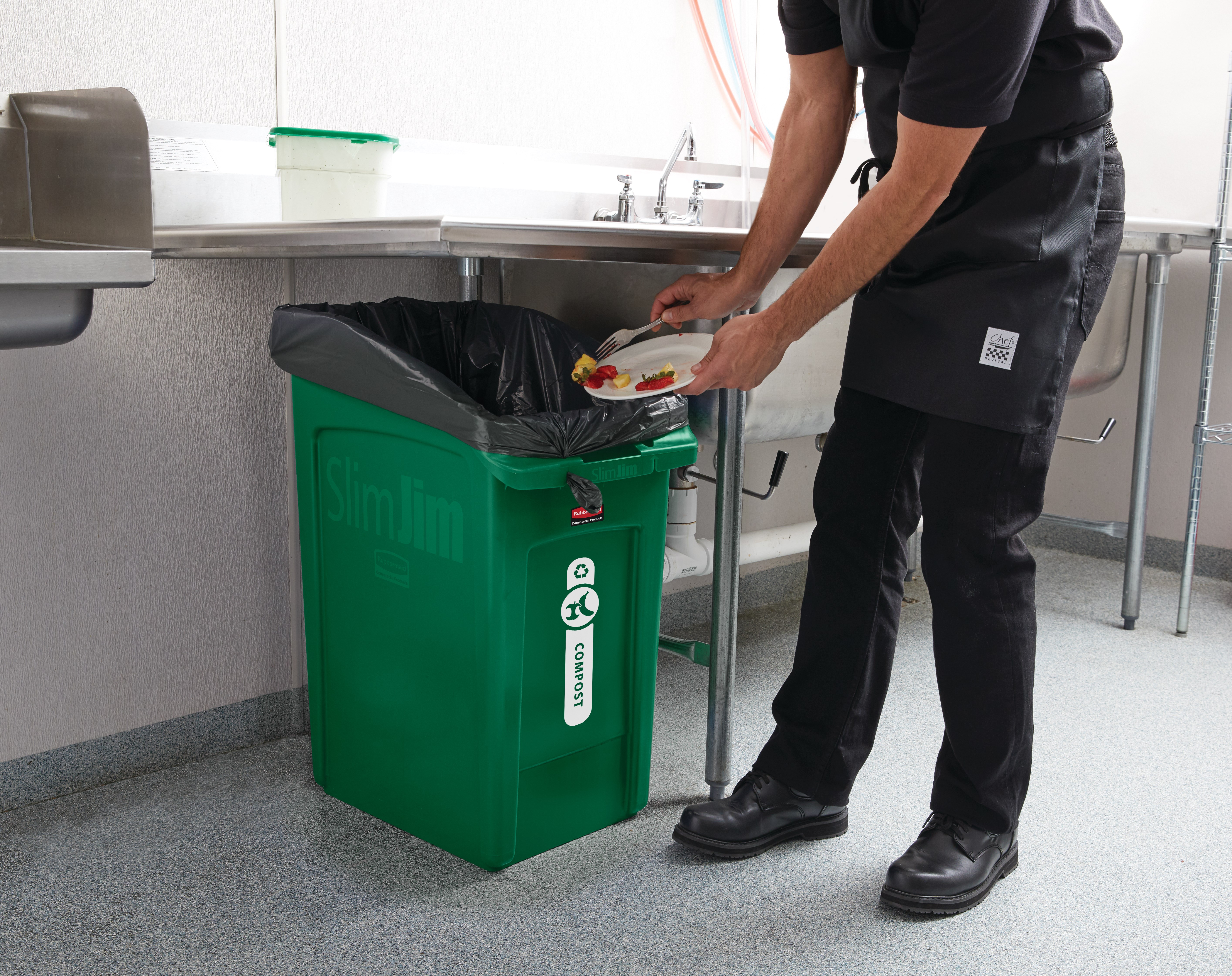 The Rubbermaid Commercial Slim Jim® Under-Counter containers are a purpose-built solution for space efficient waste disposal under the counter.