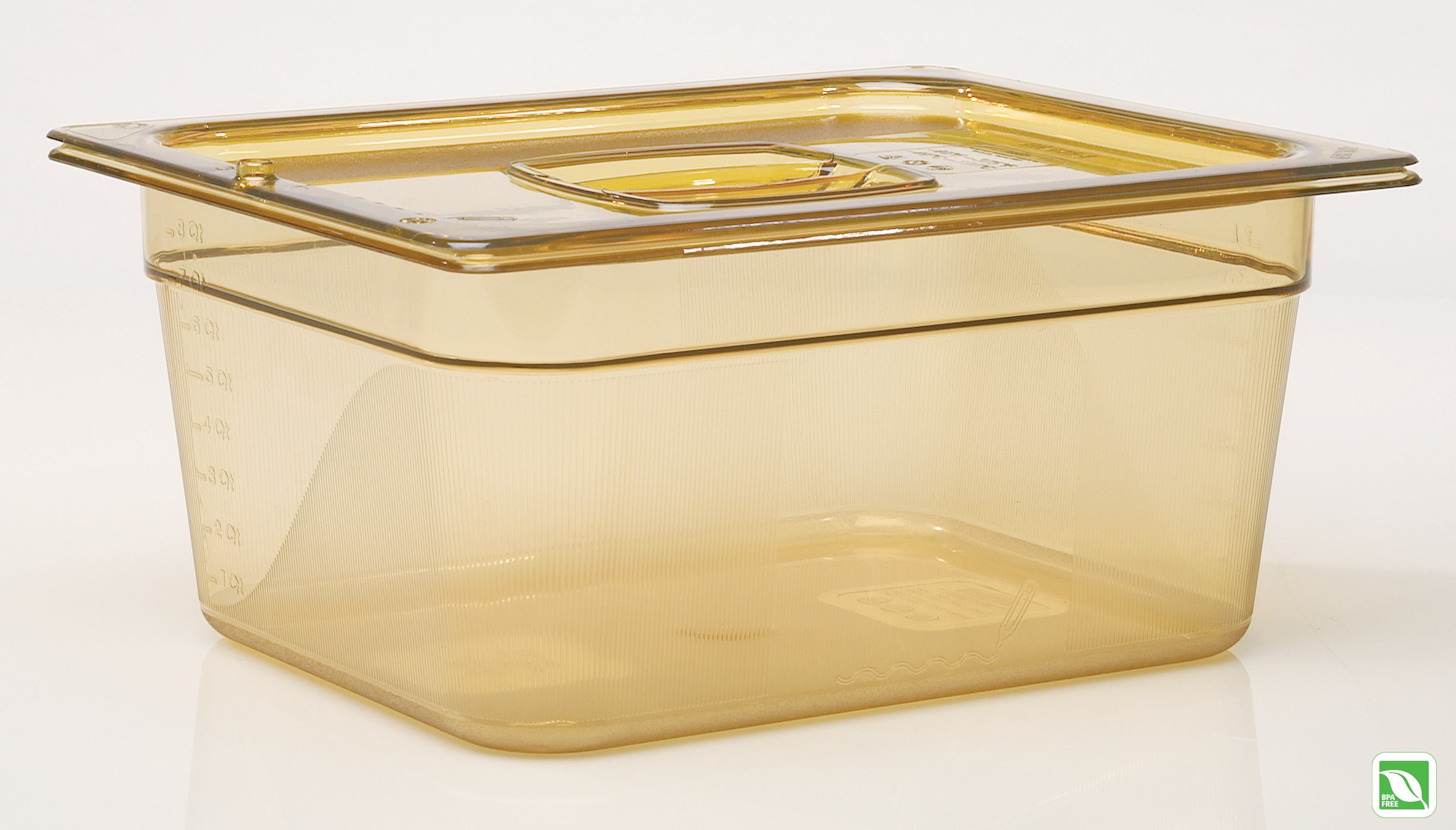 Heavy Duty Hot food pans in industry standard, gastronorm sizes.  Steam table and microwave safe