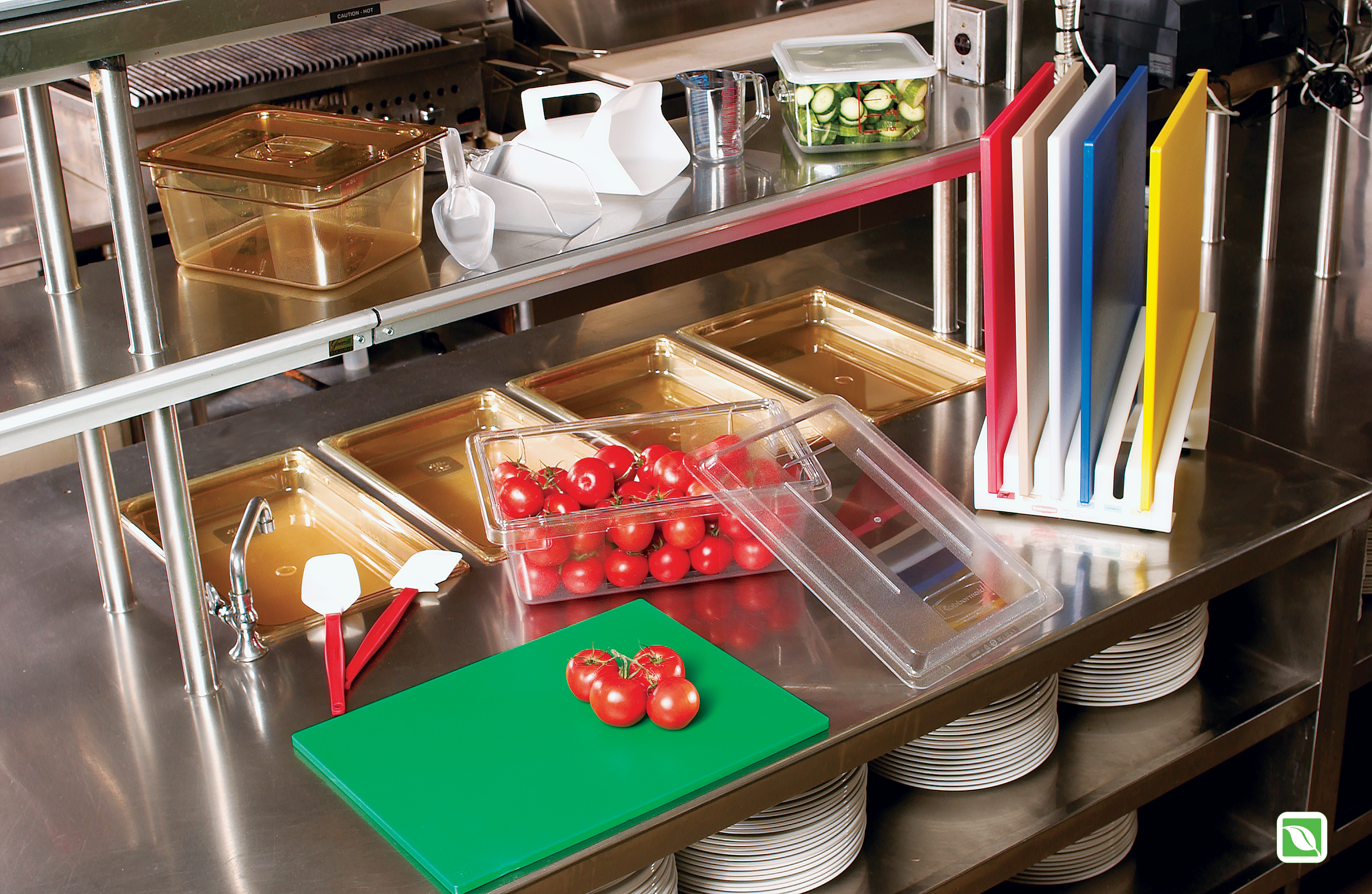 Heavy Duty Hot food pans in industry standard, gastronorm sizes.  Steam table and microwave safe