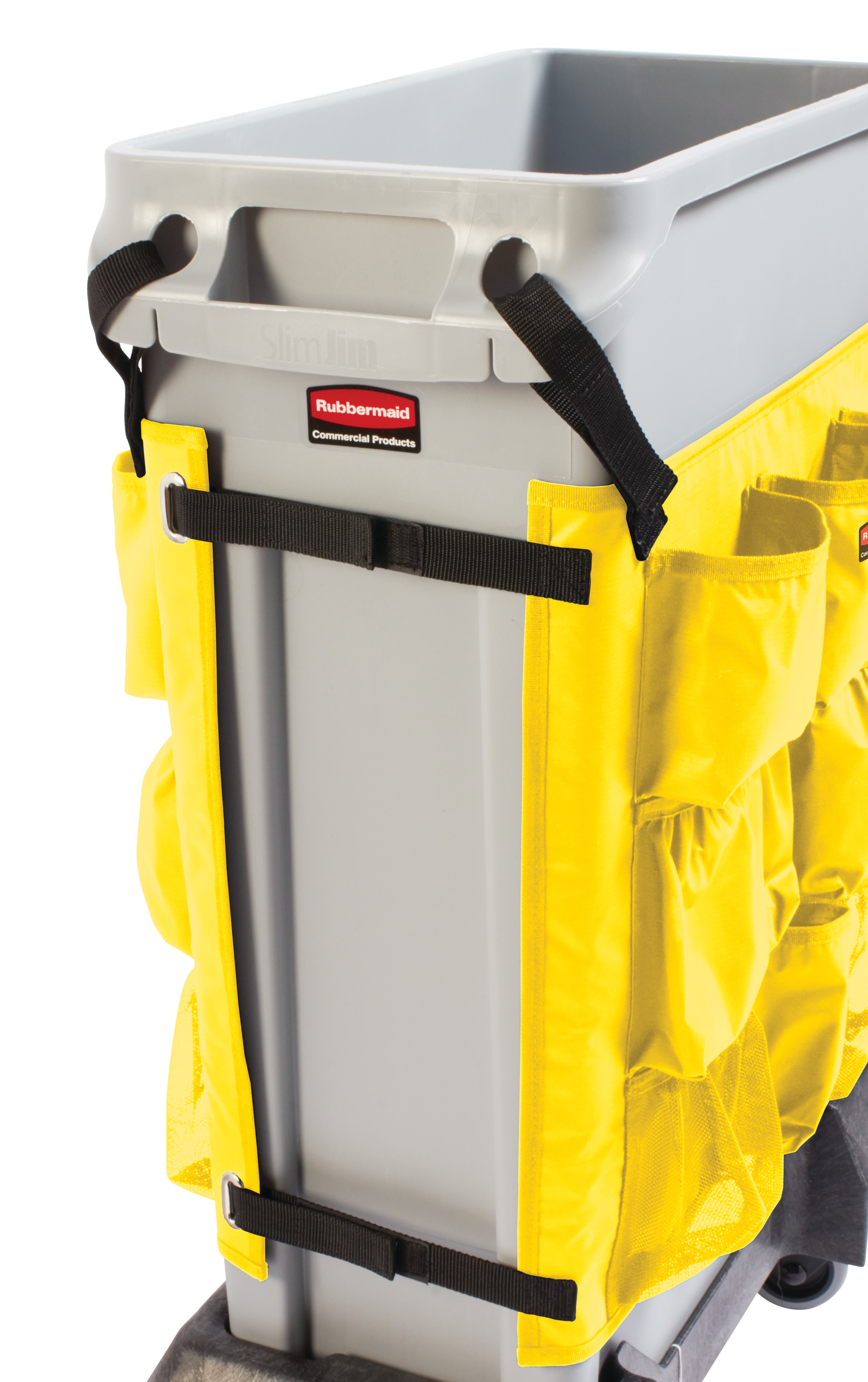 Slim Jim® Caddy Bag maximizes space efficiency by providing onboard storage for all of the supplies needed for cleaning and liner changes on-the-go.