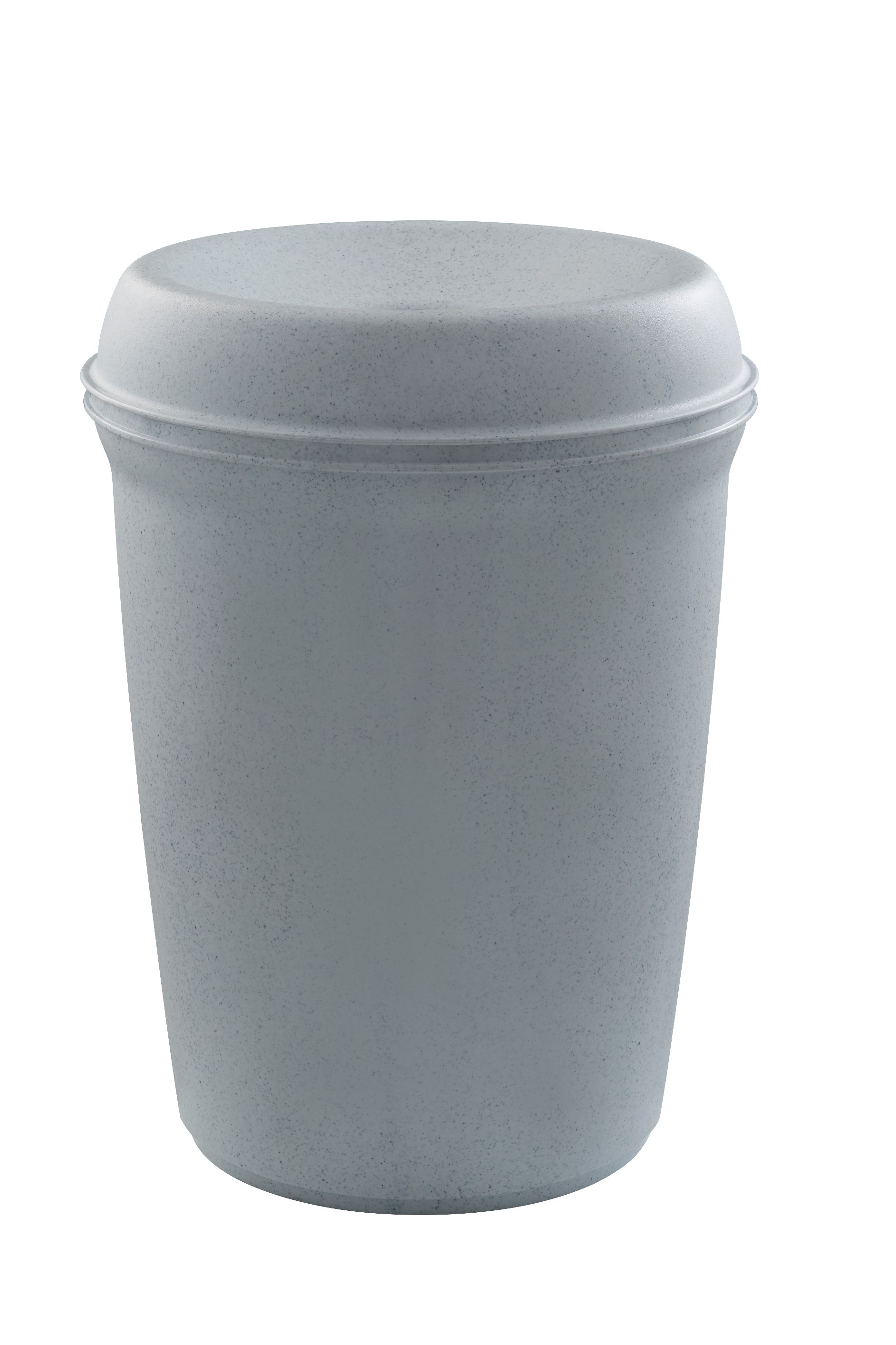 The Rubbermaid Commercial Atrium® Classic Trash Can features a funnel-top for easy, hands-free use.
