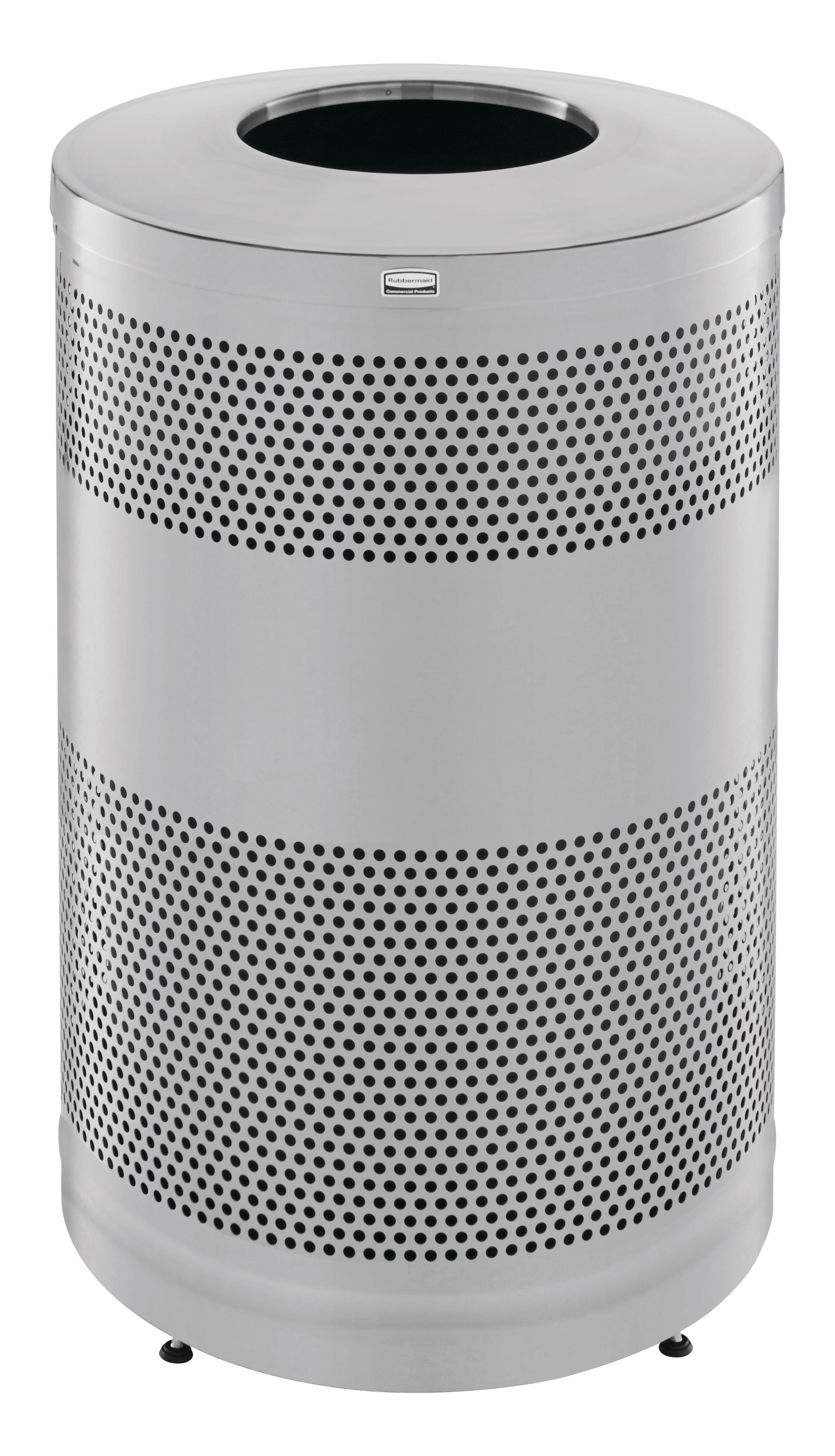 The heavy-duty Classics Decorative Waste Container has a perforated steel design for a clean and modern appearance. This container is a smart choice for high-traffic areas and can be used both outdoors and indoors.