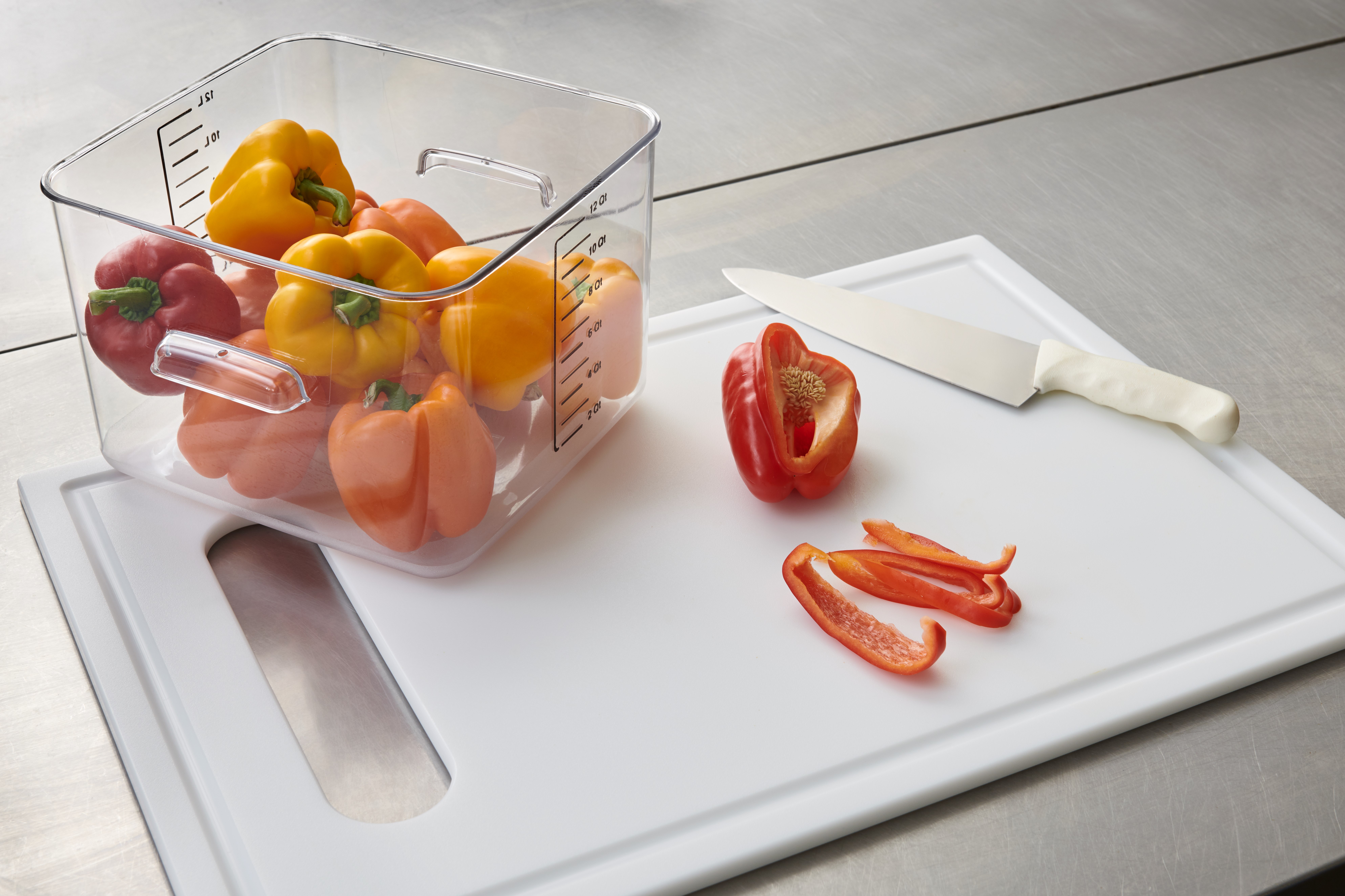 The Rubbermaid Commercial seven colors of storage and prep tools help to reduce cross-contamination in your kitchen