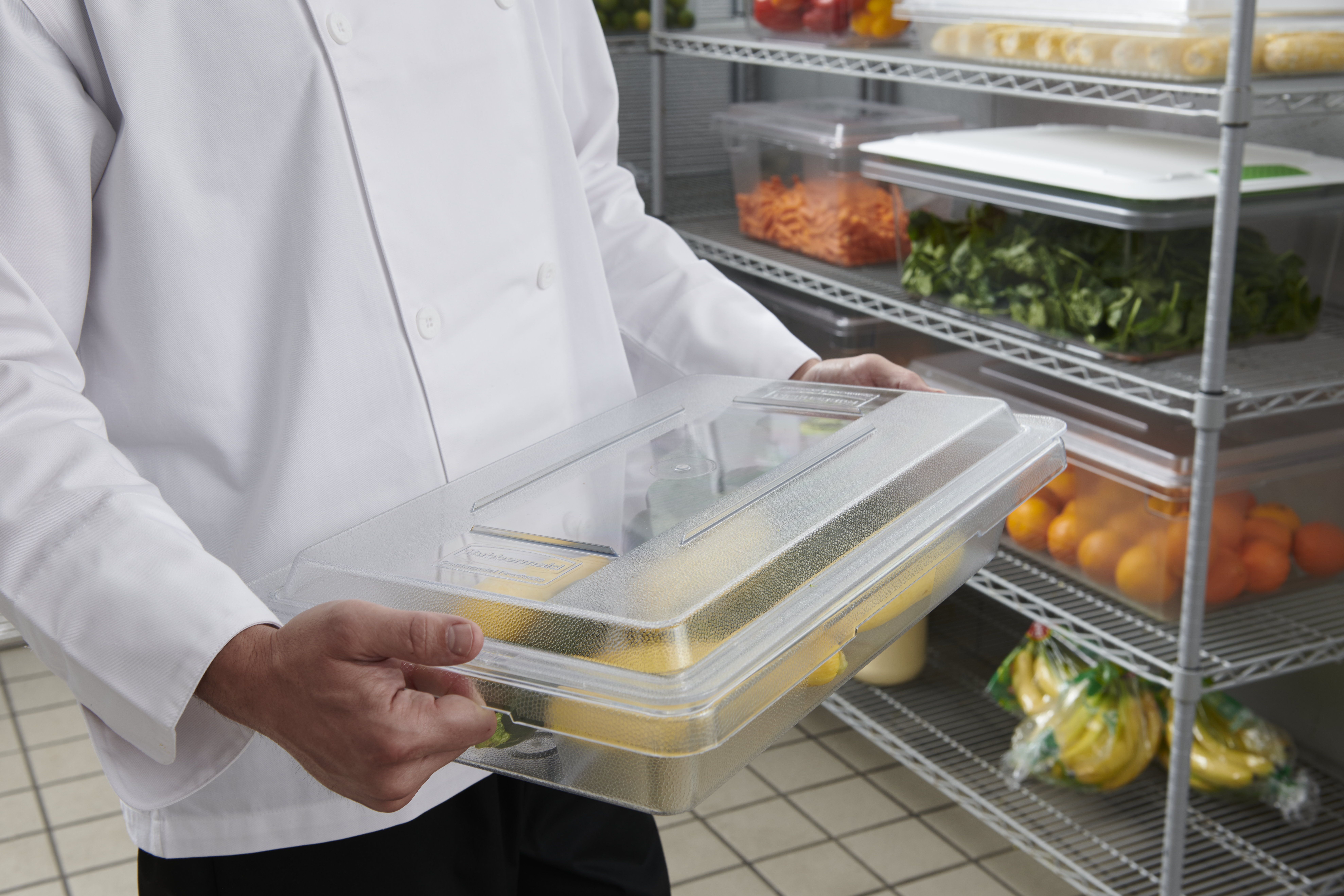 The Rubbermaid Commercial Food Storage Lid for Food Tote Box helps reduce food spoilage costs.