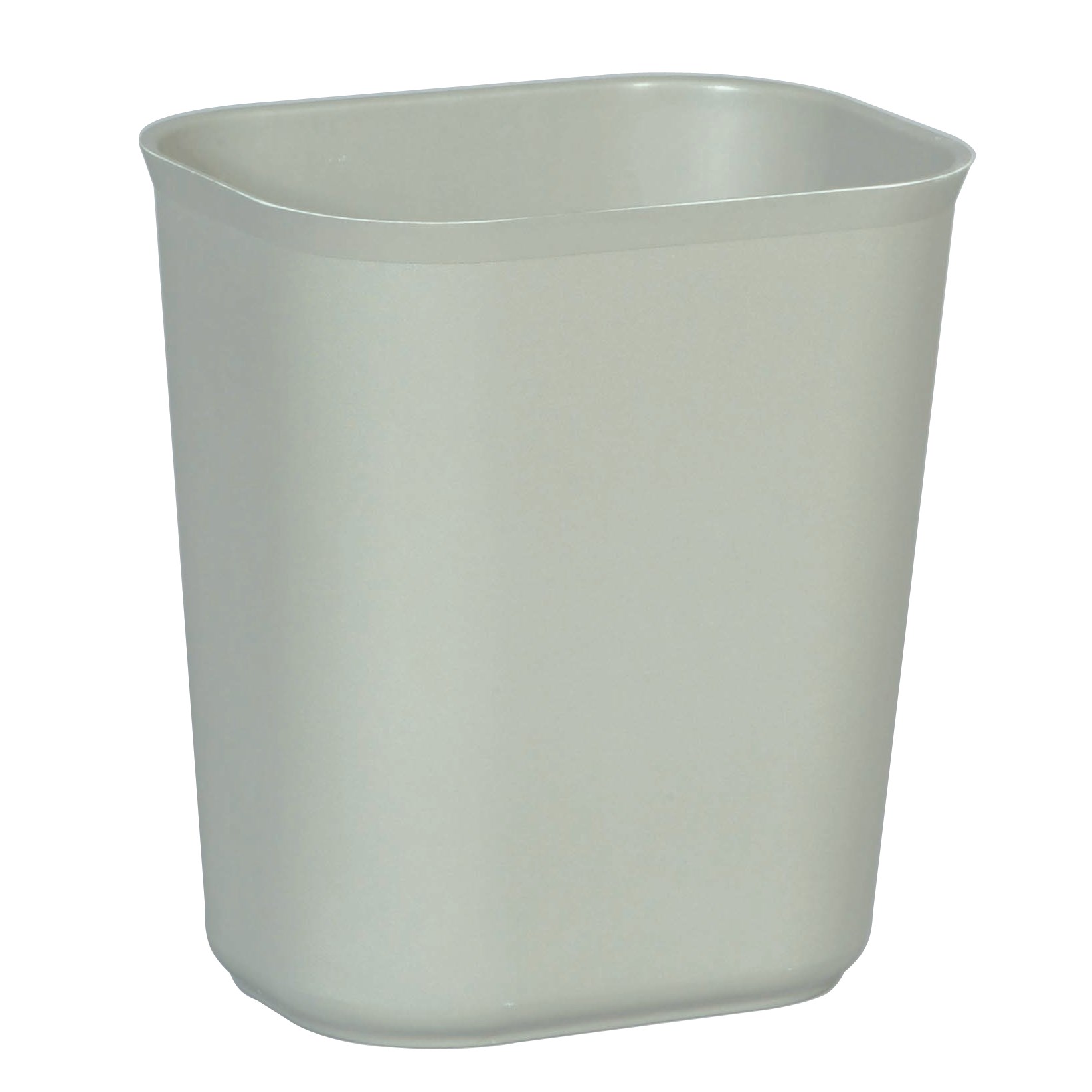 The Rubbermaid Commercial Fire-Resistant Wastebasket features a contemporary shape with a UL rating.