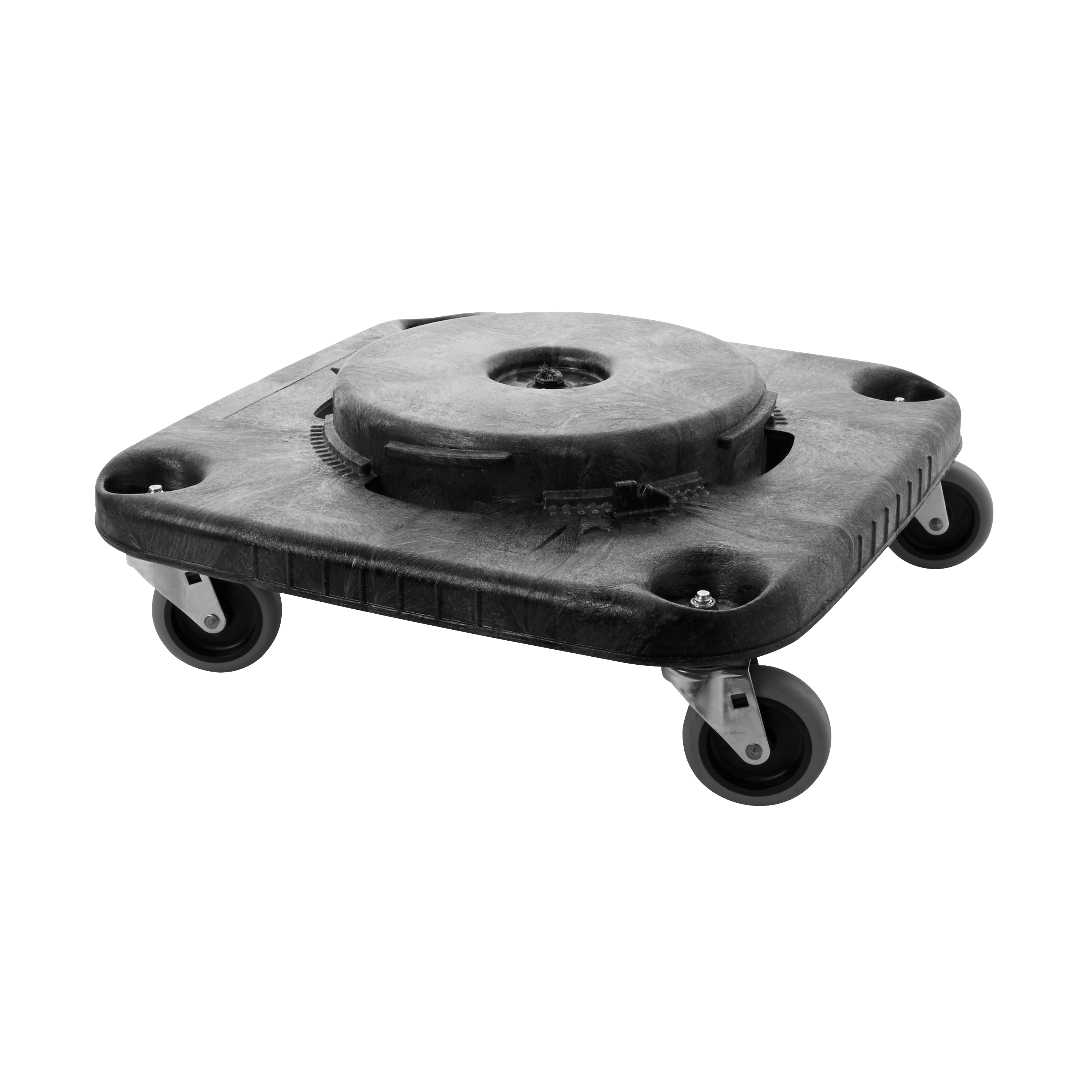 The Rubbermaid Commercial Square BRUTE® Dolly is designed for use with 3526 and 3536 containers.
