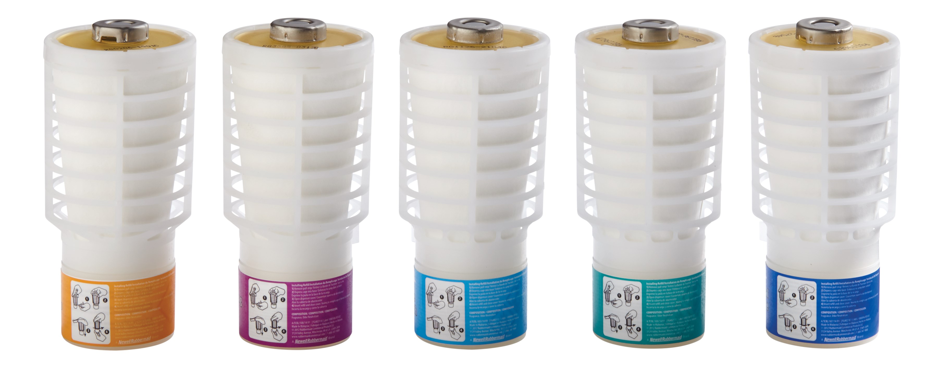 The Rubbermaid Commercial TCell™ odor control system utilizes passive fuel cell technology to deliver precise, timed fragrance for up to 90 days of consistent odor control.