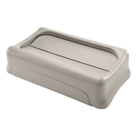 The Slim Jim® Swing Lid promotes recycling and improves productivity. The swing lid provides easy access for trash disposal and then swings back to hide trash from public view. Lids encourage waste separation and recycling with interchangeable, color-coded tops. The heavy-duty sturdy plastic is rust-proof and easy to clean.