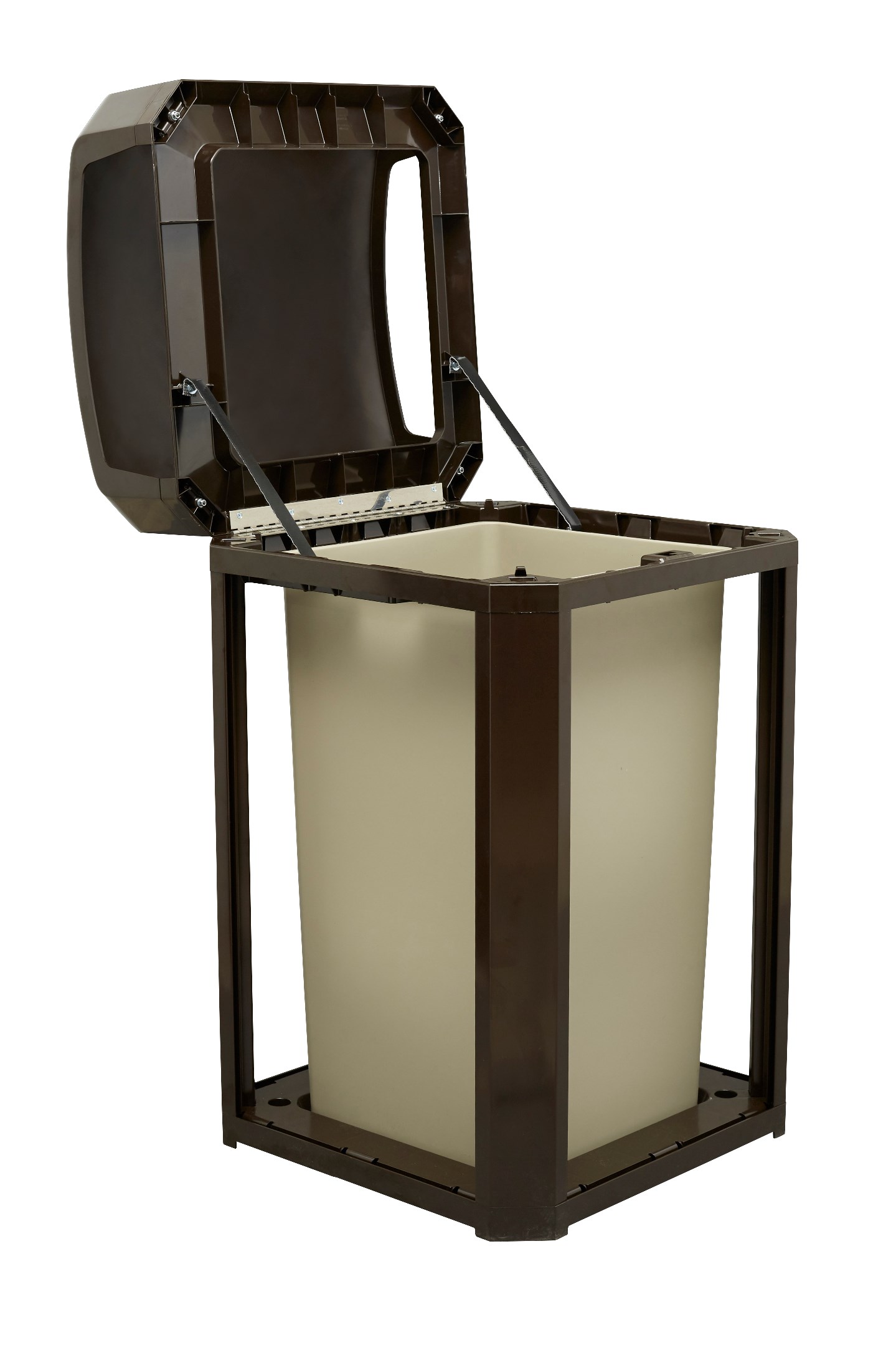 Landmark Series® Classic Containers with Dome Top Ash Tray combine waste collection and smoking management for high-traffic outdoor areas. Easy-to-service design features a hinged top with a stay-open strap for access to rigid liner enabling quick waste removal.