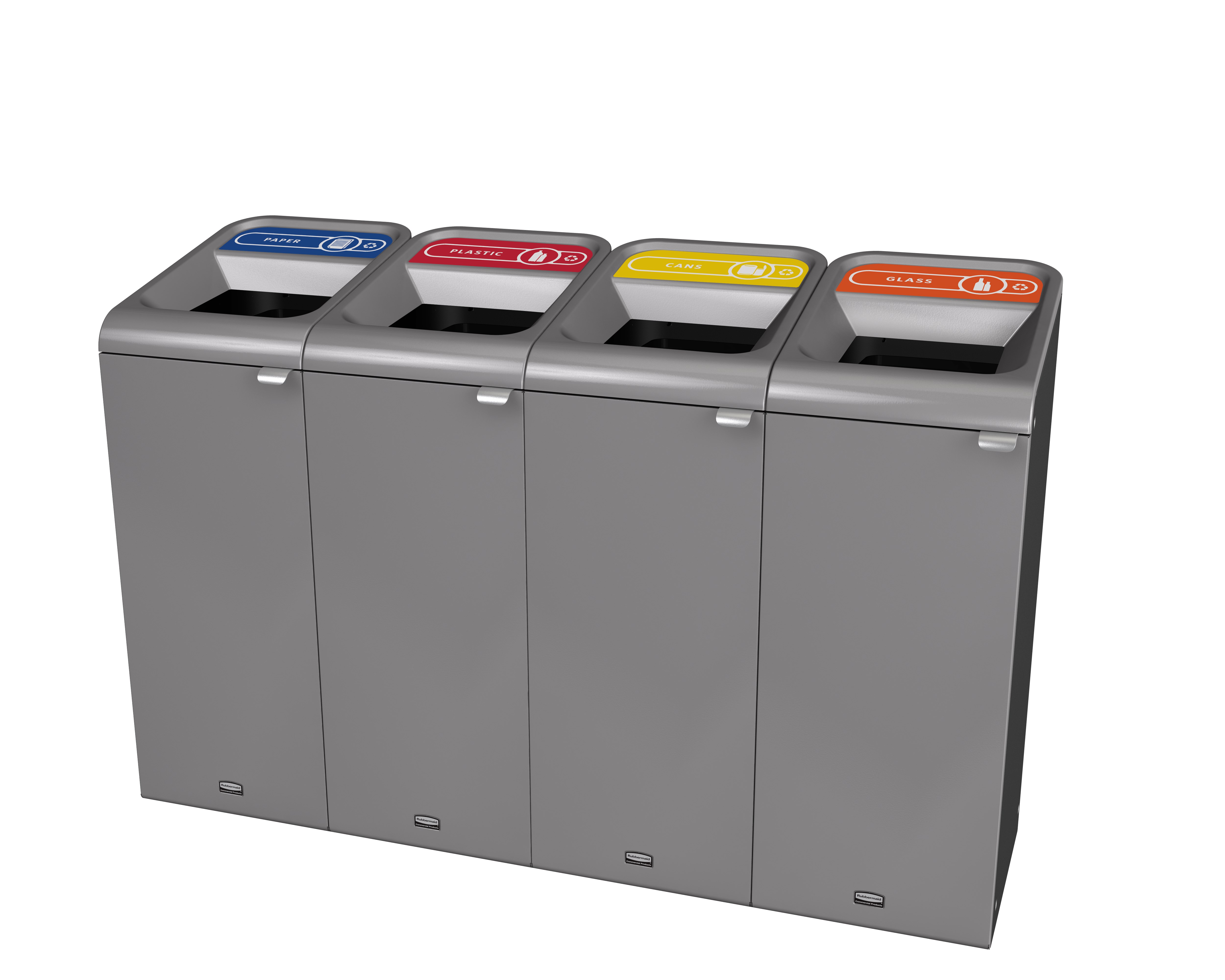The Configure™ Decorative Waste Containers provide a recycling solution with sleek, smooth surfaces and contoured edges. This recycling system has a modern appearance that will fit seamlessly into any indoor or outdoor commercial environment. Please note: this SKU is a Configure™ 1-Stream 15 Gallon container with a "Glass" label.