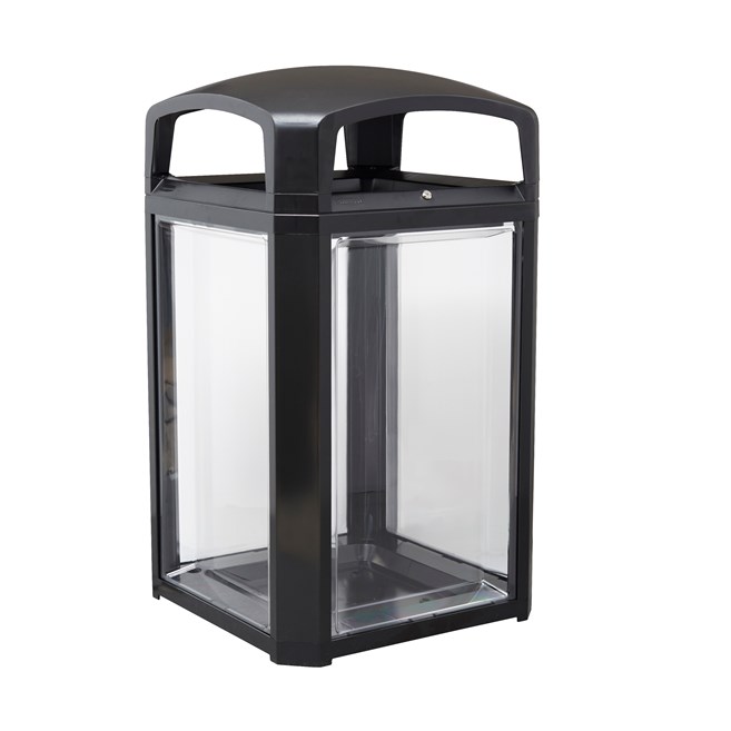 The Landmark Series® Security Container has a locking dome top and clear side panels to provide total visibility of contents for improved security.