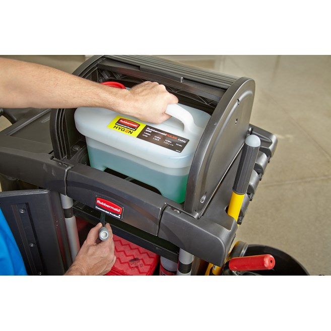 HYGEN™ PULSE™ High-Capacity Caddy allows users to easily clean up to 10,000 square feet, reducing the frequency of trips to the supply closet.