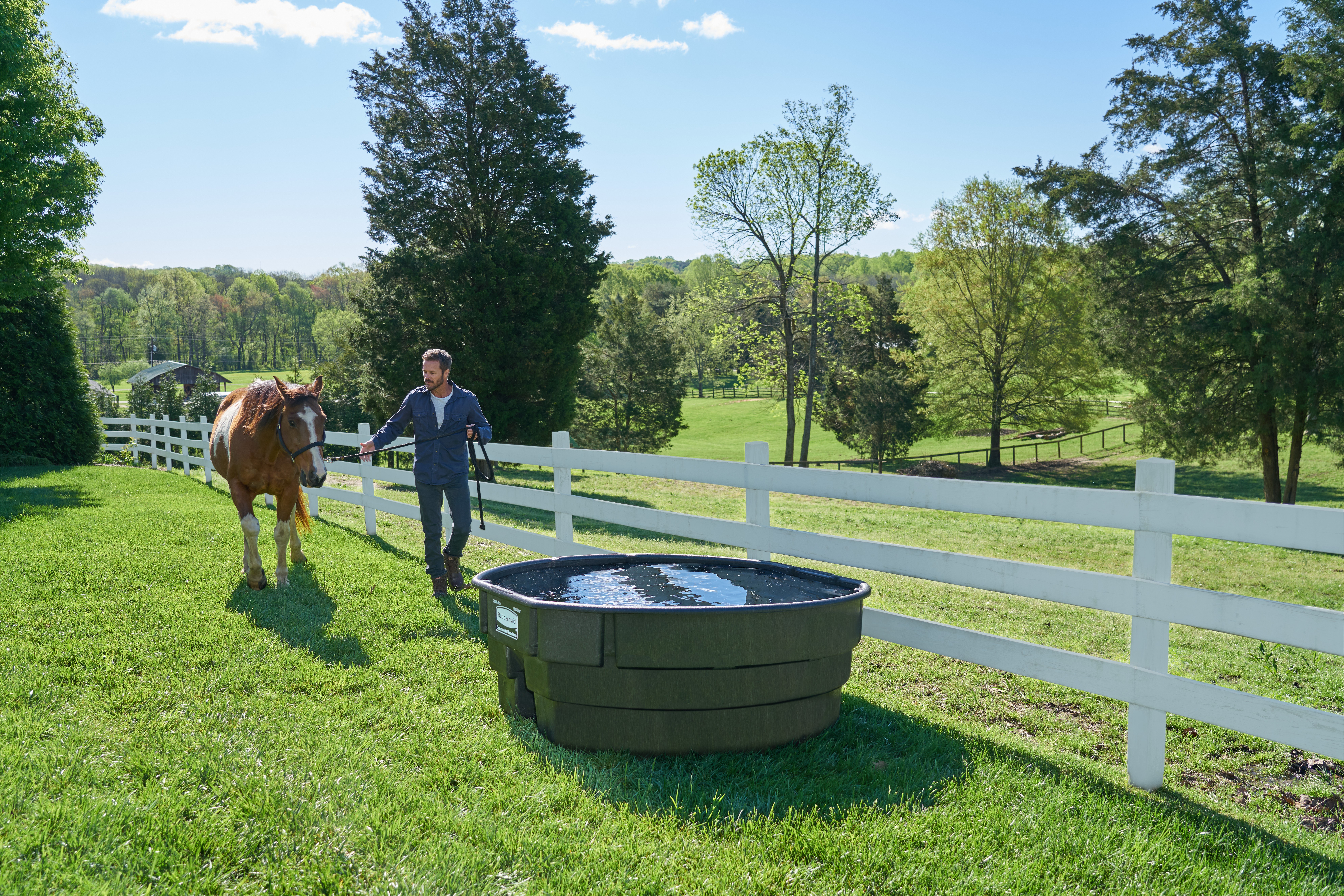 The 300 Gallon Stock Tank has a sleek appearance and smooth black color that features an over-sized drain plug for easy draining and cleaning. Constructed from molded polyethylene for superior performance and long-lasting durability in all types of weather. Traditionally used for providing drinking water to farm animals.