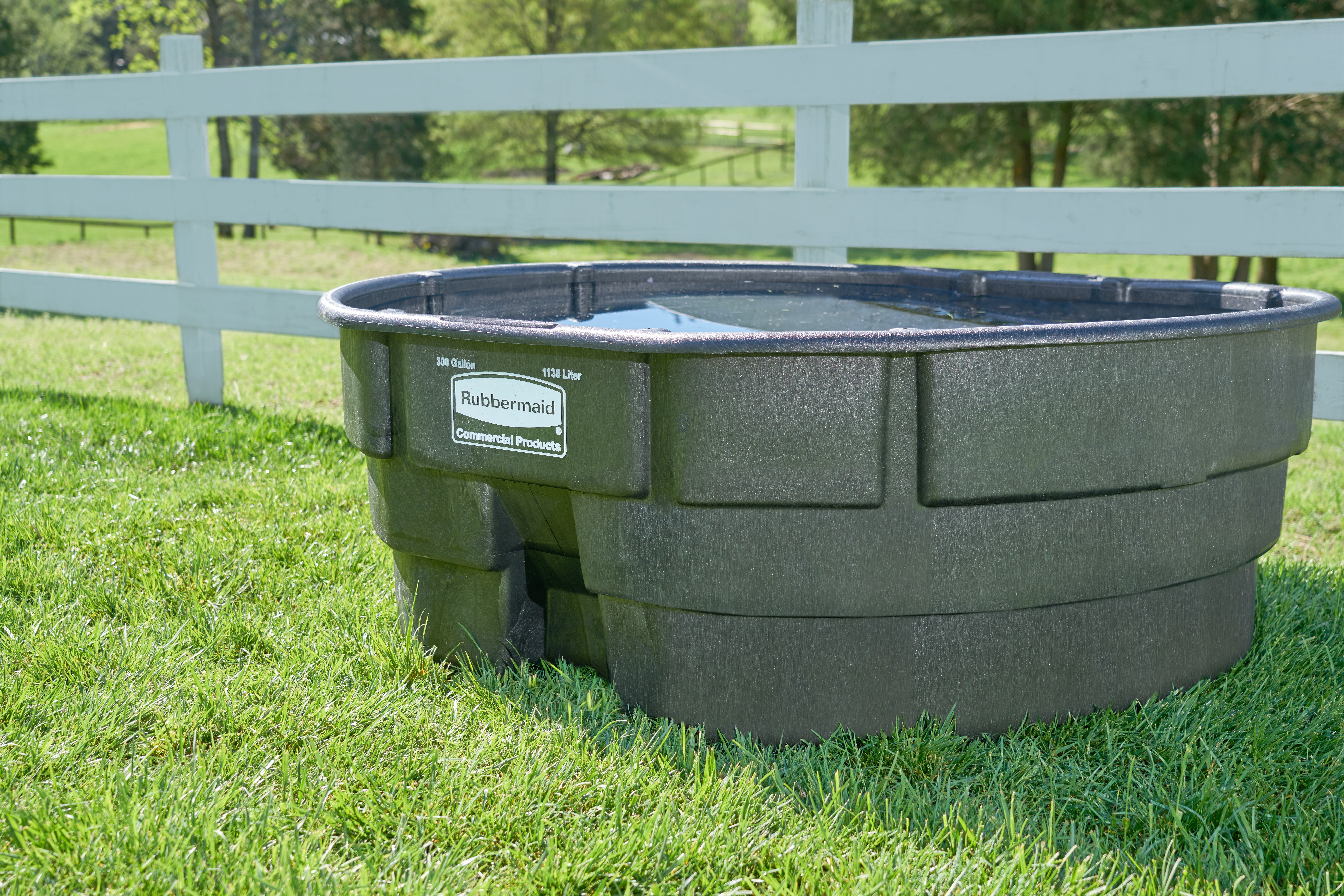 The 300 Gallon Stock Tank has a sleek appearance and smooth black color that features an over-sized drain plug for easy draining and cleaning. Constructed from molded polyethylene for superior performance and long-lasting durability in all types of weather. Traditionally used for providing drinking water to farm animals.