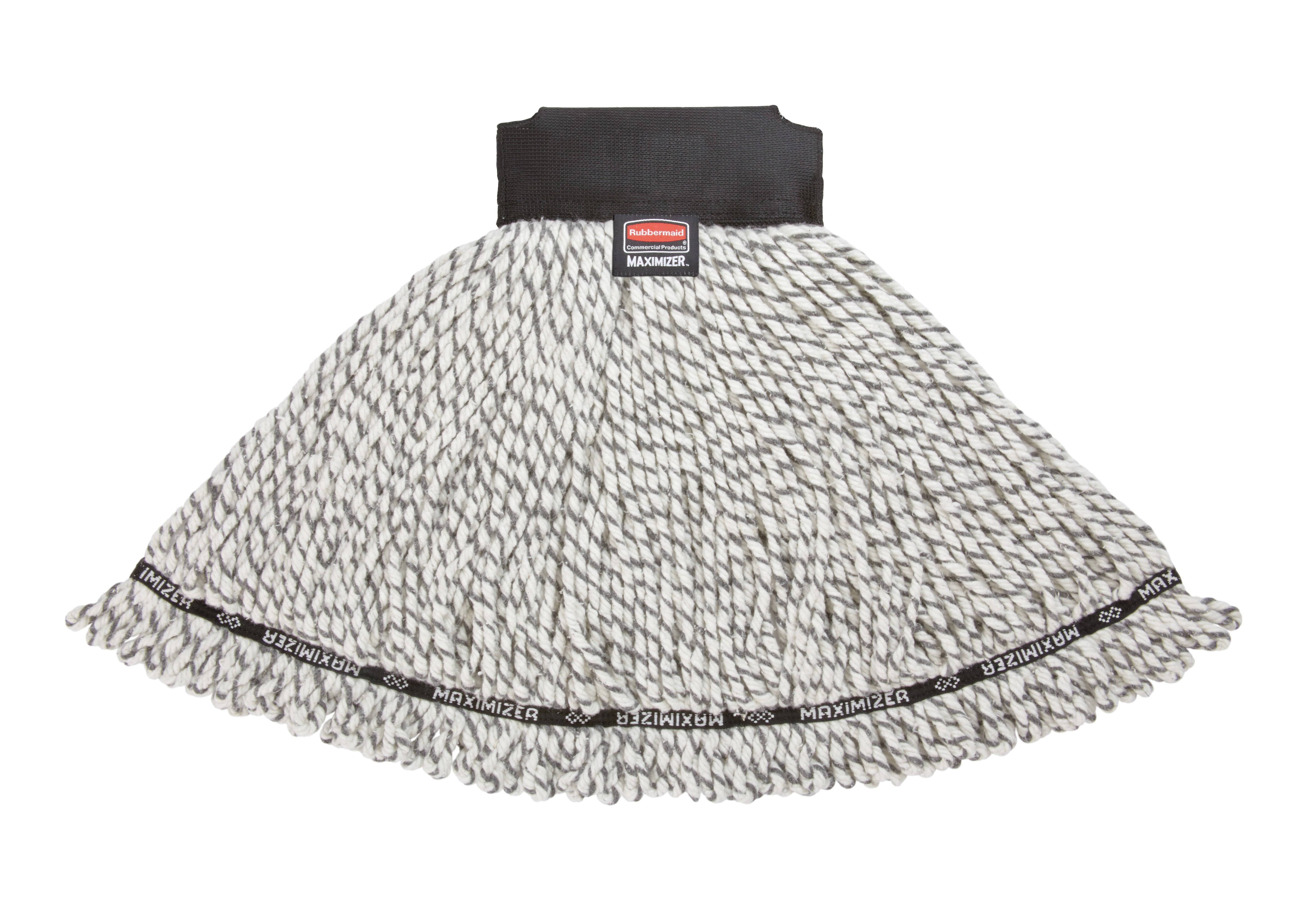 The Rubbermaid Commercial Maximizer™ Mop has a specially designed tailband which delivers 30% greater spread in use.