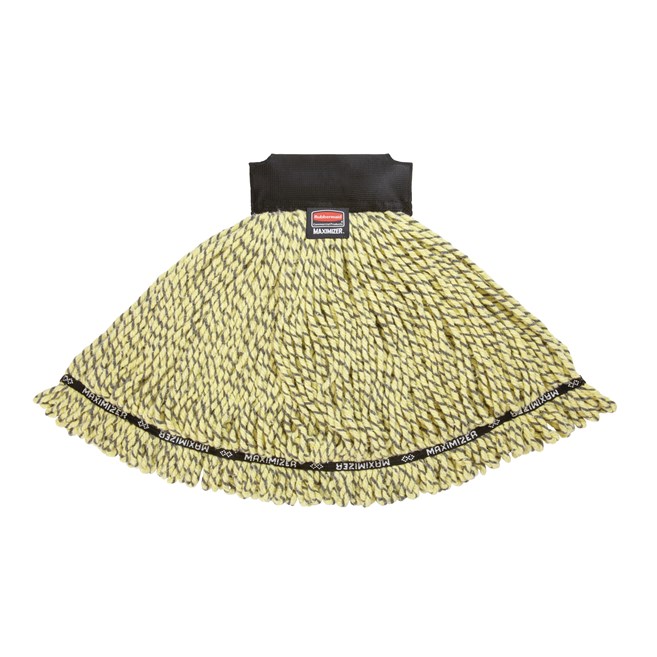The Rubbermaid Commercial Maximizer™ Mop has a specially designed tailband which delivers 30% greater spread in use.