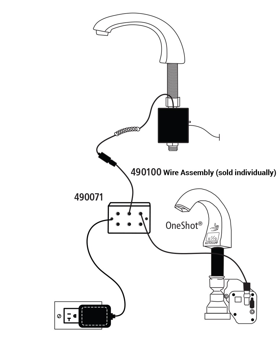 Convert from Battery Pack to AC Power and eliminate the need for batteries with OneShot® Automatic Soap Dispensers and AutoFaucet®.