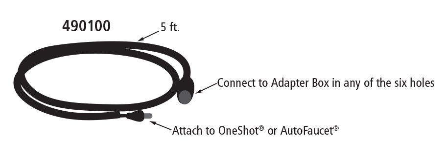OneShot® Adapter Wire (bayonet) connects one OneShot® Lotion or Foam Counter Mounted Systems to A/C Adapter.