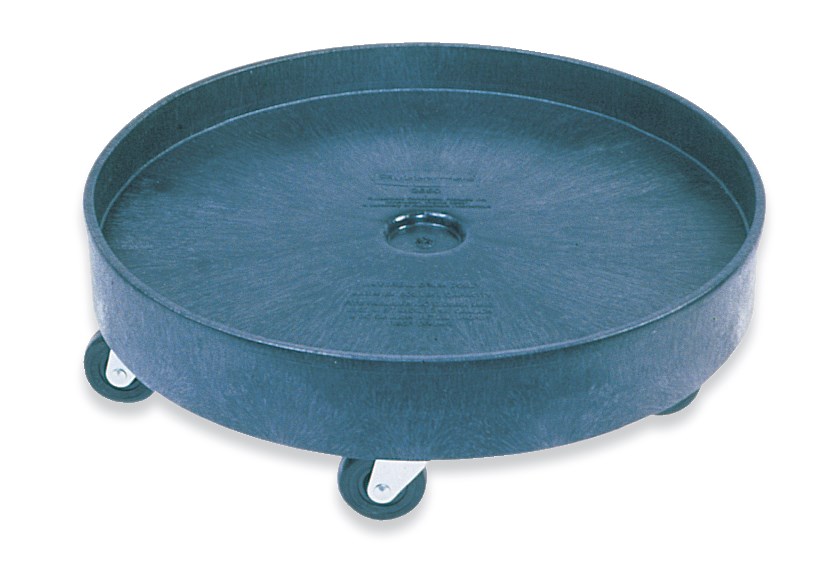 The Rubbermaid Commercial Universal Drum Dolly Cart quickly and easily transports waste containers up to 500 lbs. throughout your facility.