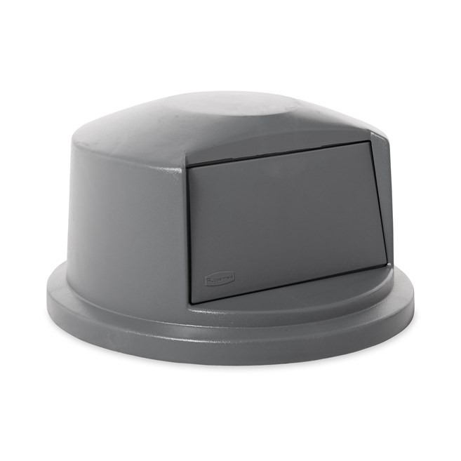 The Rubbermaid Commercial Vented BRUTE® Dome Top Lid is built tough with a snap-lock design for a perfect fit. A spring door makes trash disposal easy and prevents insects from entering the receptacle.