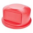 La tapa domo del contenedor con ventilación Rubbermaid Commercial BRUTE® está hecha con un diseño de cierre a presión para un ajuste perfecto. La puerta con resorte facilita la eliminación de residuos y ayuda a evitar que los insectos entren en el contenedor.