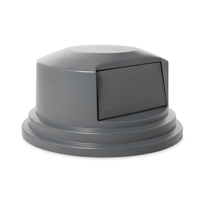 The Rubbermaid Commercial Vented BRUTE® Dome Top Lid is built tough with a snap-lock design for a perfect fit. A spring door makes trash disposal easy and prevents insects from entering the receptacle.