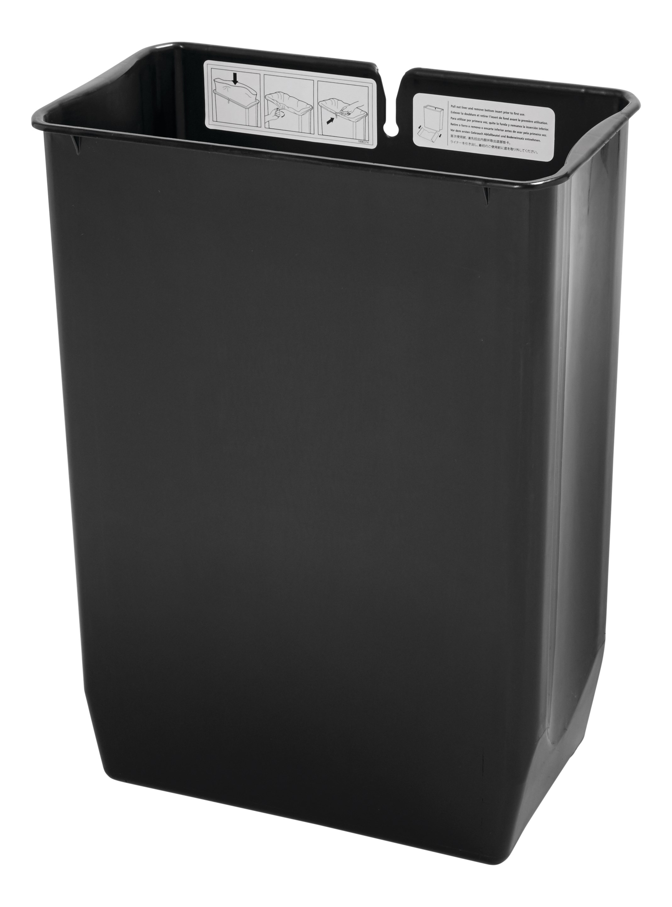 Le bac contribue à prolonger la durée de vie du collecteur à pédale Rubbermaid Slim Jim® version étroite (vendu séparément). En plastique non poreux résistant, ce bac est pourvu de contours lisses pour faciliter le nettoyage et de bandes de retenue qui maintiennent les sacs poubelle en place.