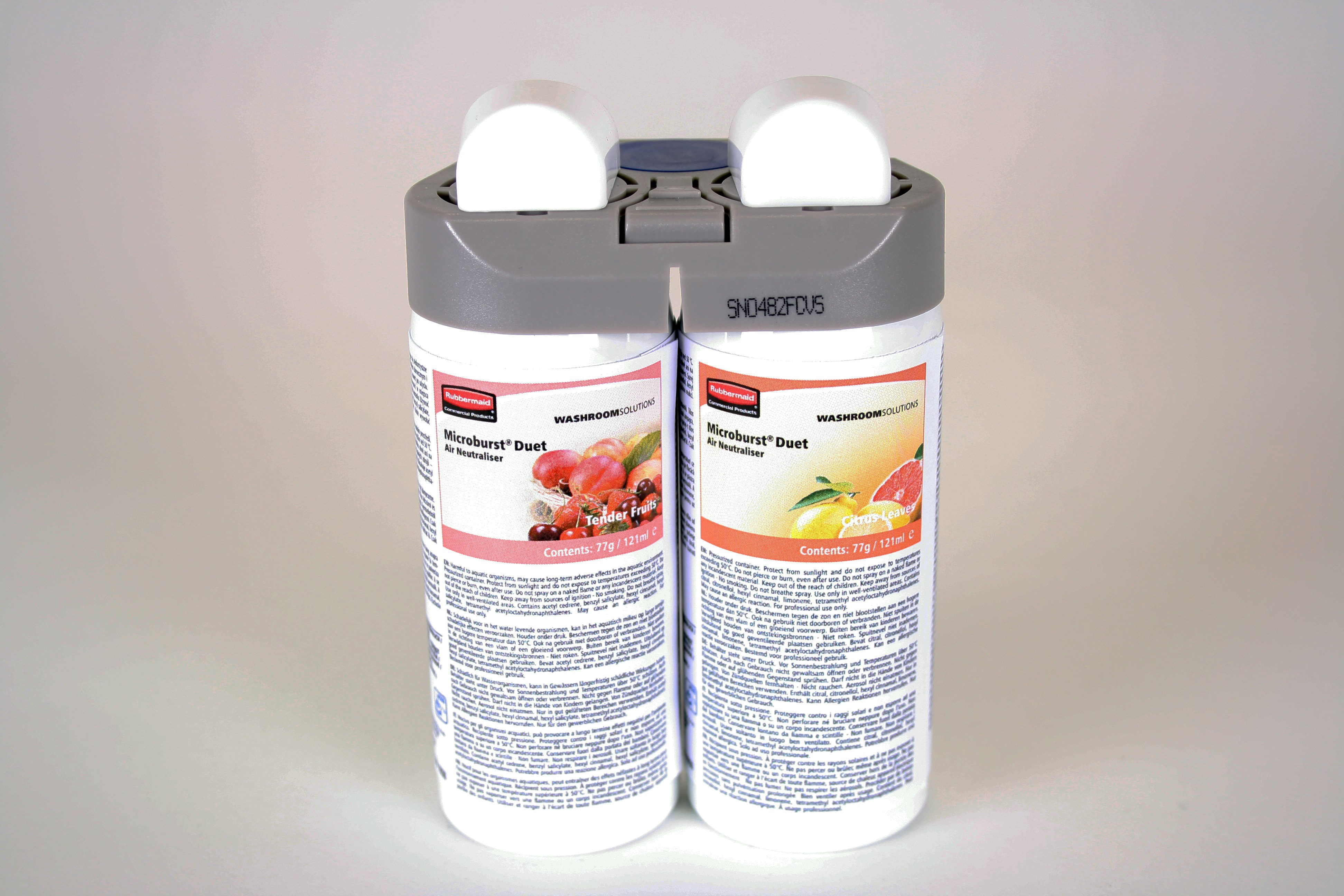 Le ricariche per Microburst® Duet Rubbermaid Commercial presentano una combinazione unica di profumazioni selezionate complementari di alta qualità.