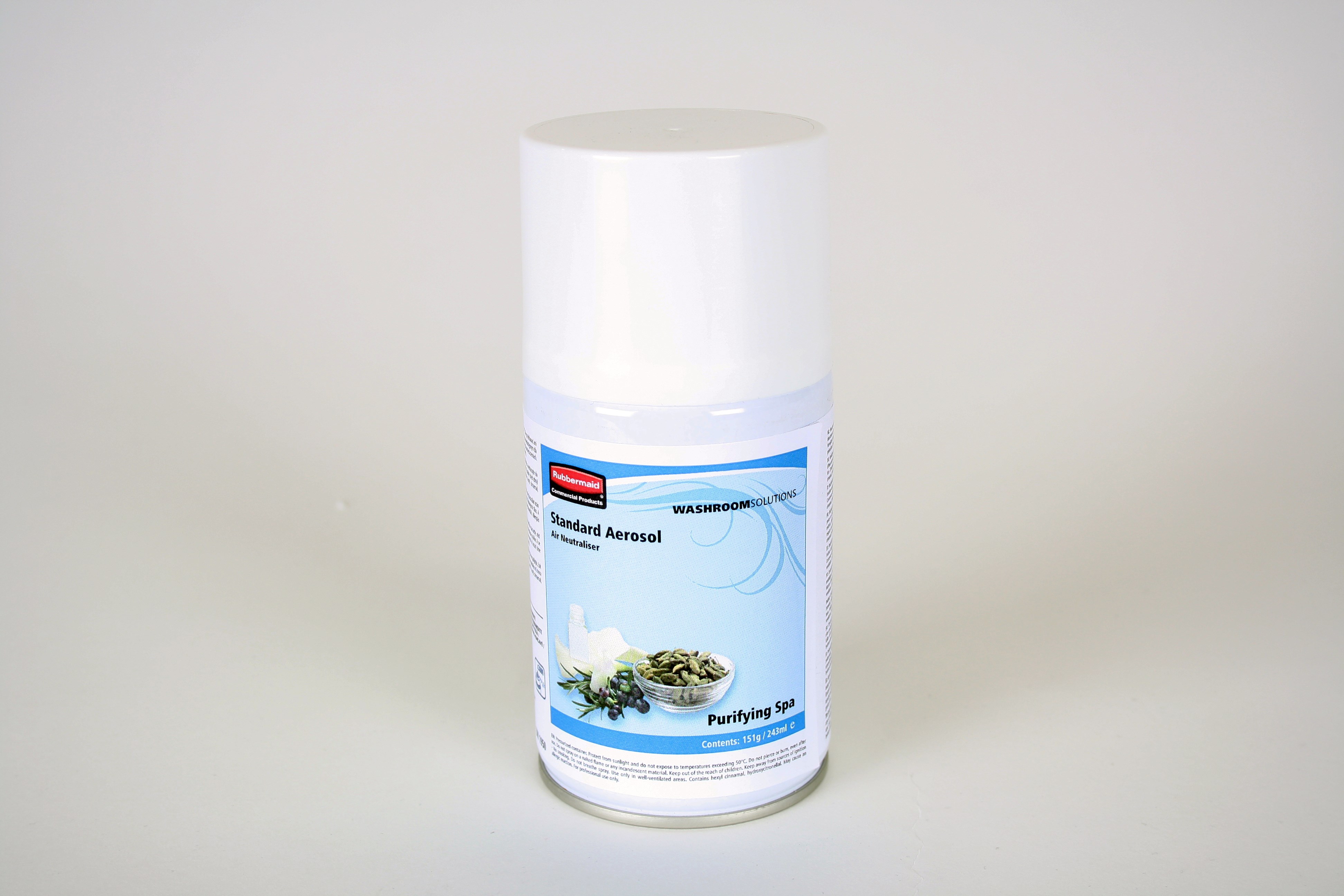 Le ricariche spray standard Rubbermaid Commercial offrono fresche profumazione di alta qualità che eliminano gli odori.