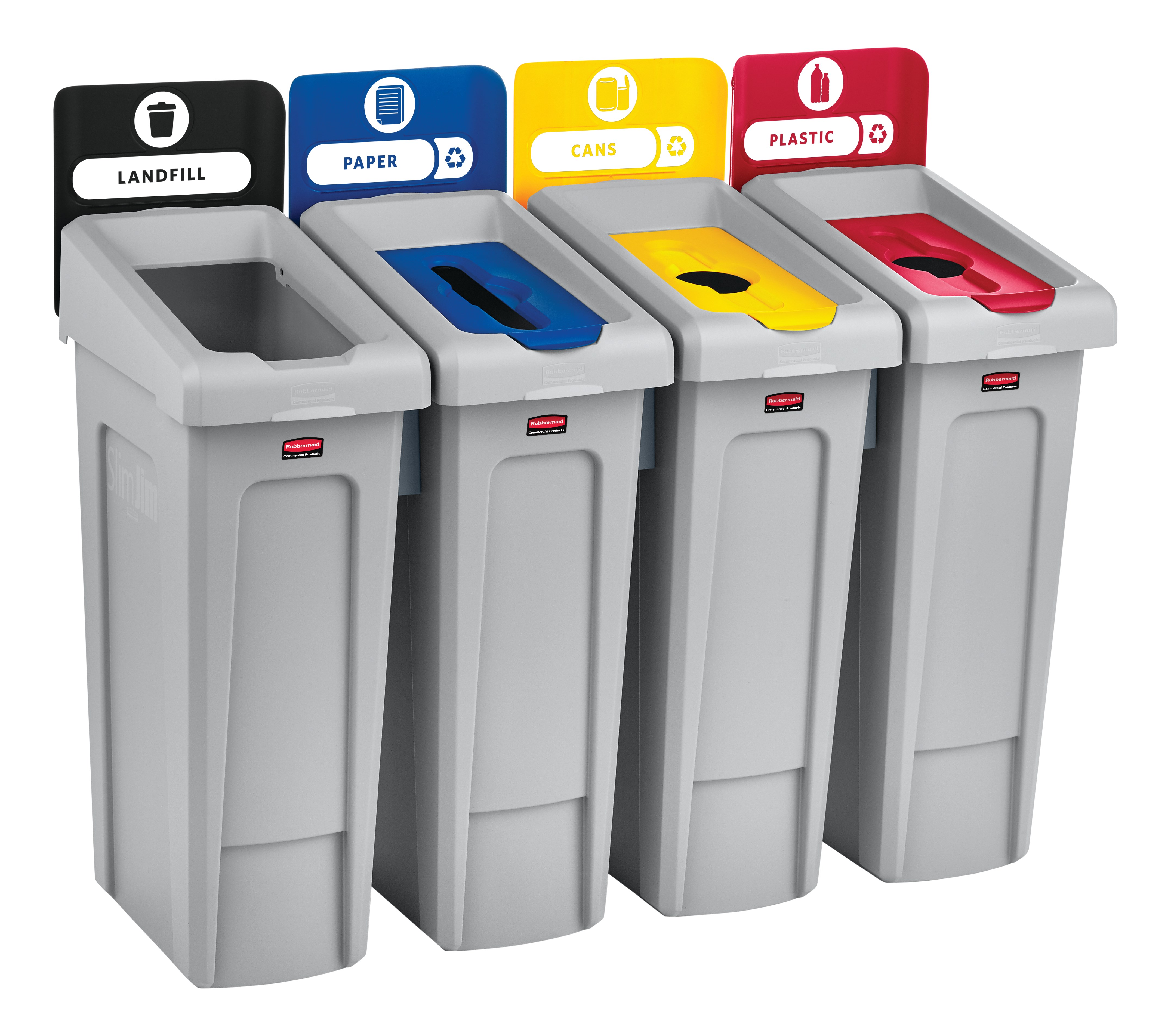 Slim Jim® Recycling Station 4 Stream Landfill/Paper/Plastic/Cans