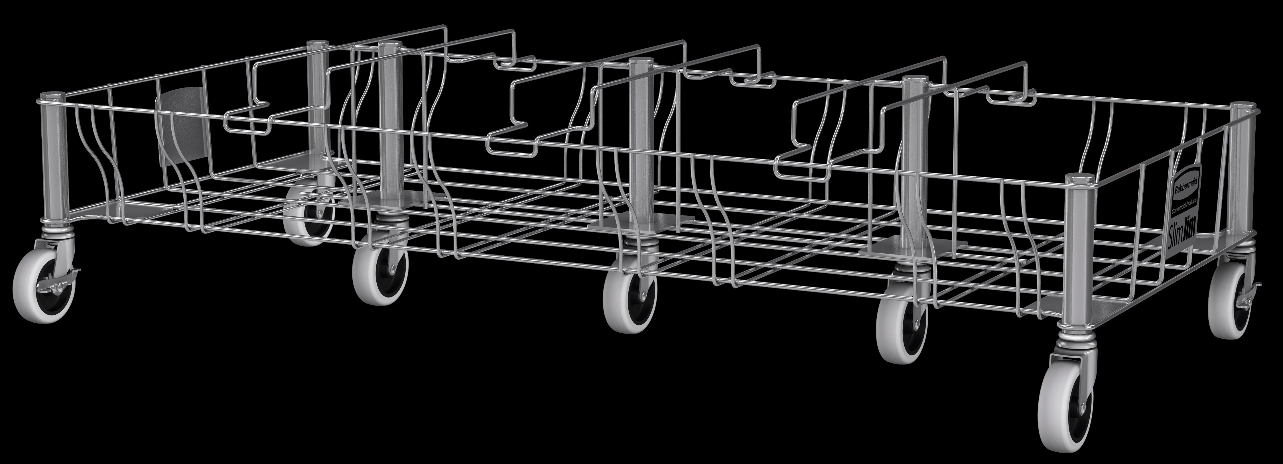 Slim Jim® Stainless Steel Quadruple Dolly is designed to support and transport Vented Slim Jim® containers smoothly and efficiently through any commercial facility.