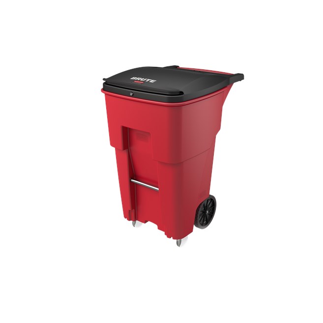 The Rubbermaid Commercial Medical Waste Rollouts with Casters are designed for use in the healthcare industry. Locking lids keep regulated medical waste secure, smooth contours make cleaning easier, and front swivel casters enable balanced maneuverability.