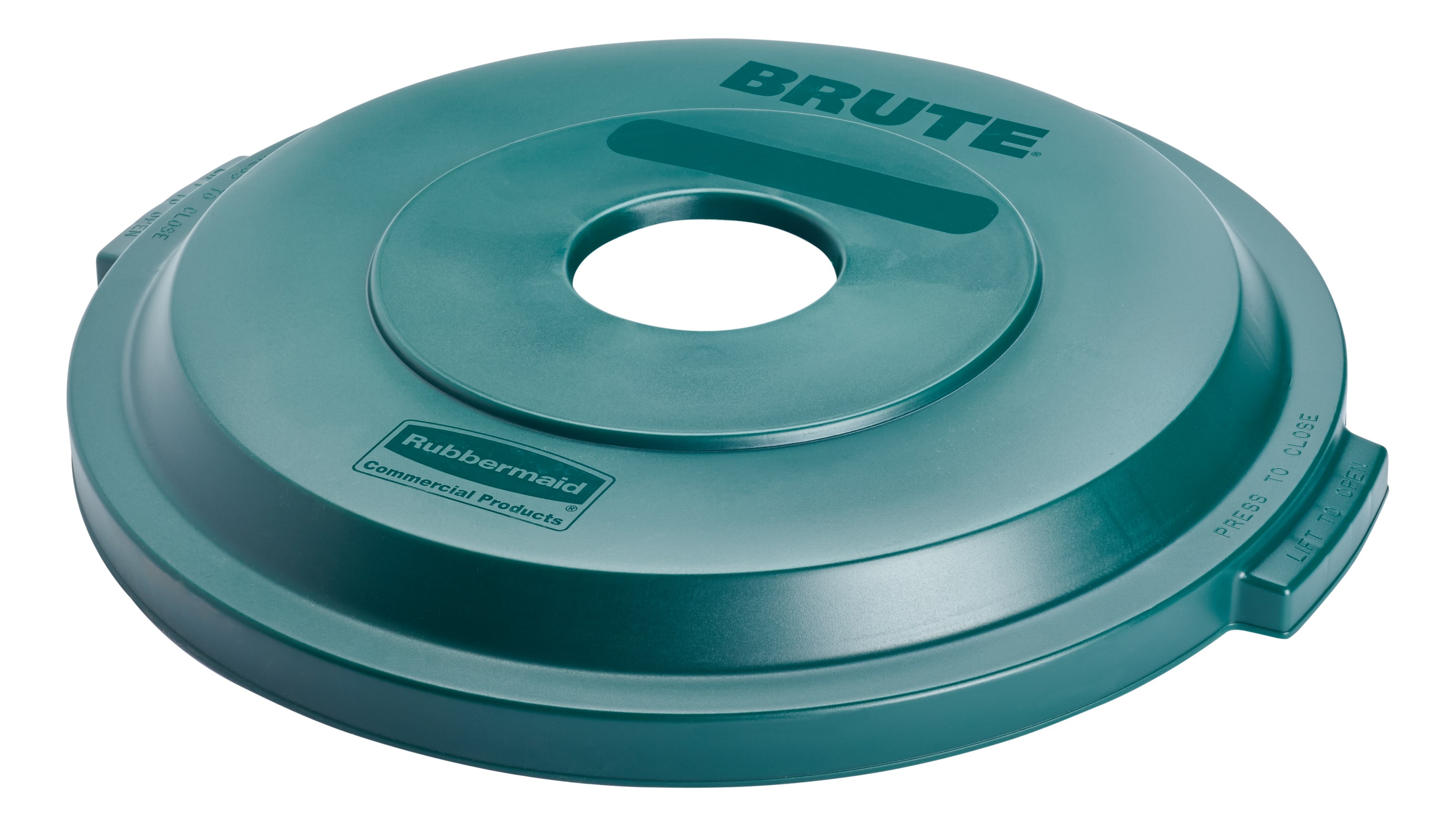 The Rubbermaid Commercial Recycling Lids for BRUTE® containers feature all-plastic, commercial-grade construction that won't rust, chip, or peel.