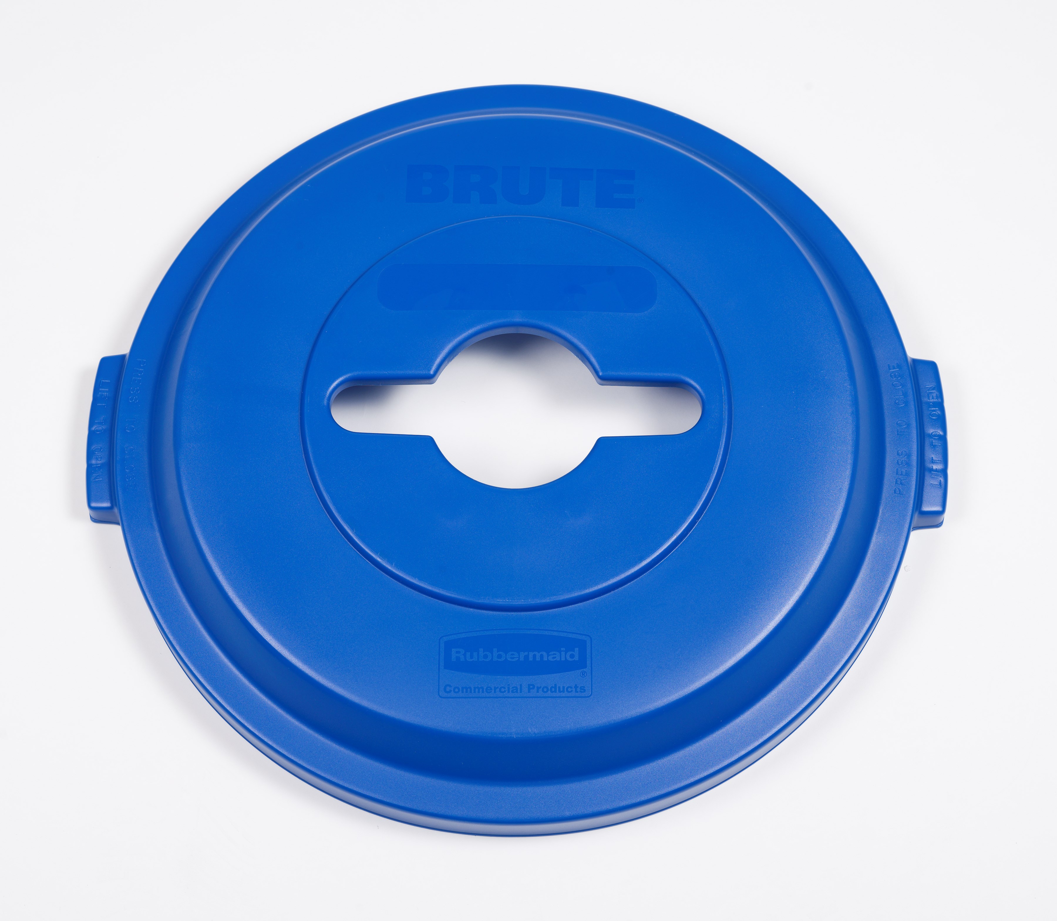 The Rubbermaid Commercial Recycling Lids for BRUTE® containers feature all-plastic, commercial-grade construction that won't rust, chip, or peel.