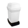 High capacity bins for disposing of used nappies. Convenient touch-free pedal operation.