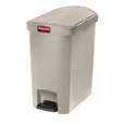 The Rubbermaid Commercial Streamline®  Step-On Container features a slim profile and small footprint to fit in tightest spaces. Streamline®  Step-On containers are constructed with premium-quality materials and meet the needs of any environment with efficiency, safety, and durability.