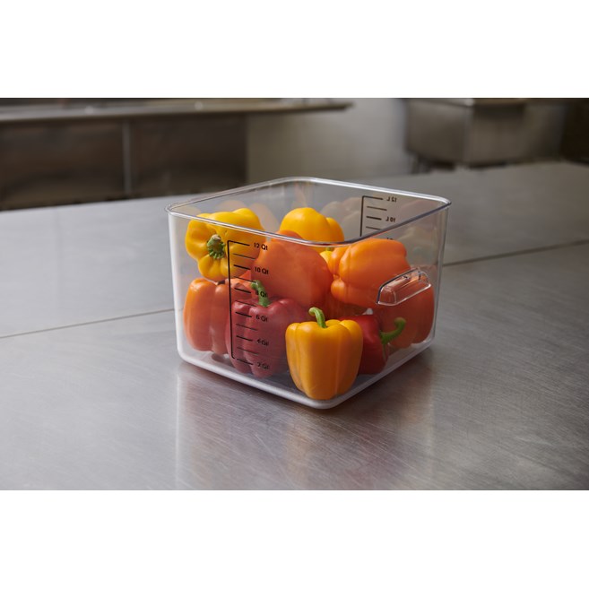 Die Vorrats- und Zubereitungsprodukte von Rubbermaid Commercial in sieben Farben helfen, Verunreinigungen in Ihrer Küche zu minimieren