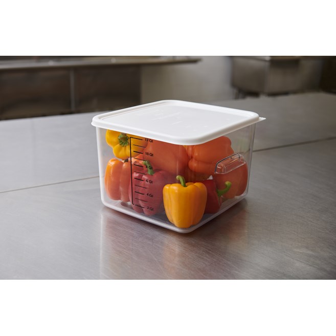 Die Vorrats- und Zubereitungsprodukte von Rubbermaid Commercial in sieben Farben helfen, Verunreinigungen in Ihrer Küche zu minimieren