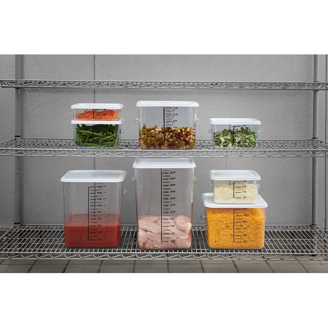 Die Vorrats- und Zubereitungsprodukte von Rubbermaid Commercial in sieben Farben helfen, Verunreinigungen in Ihrer Küche zu minimieren