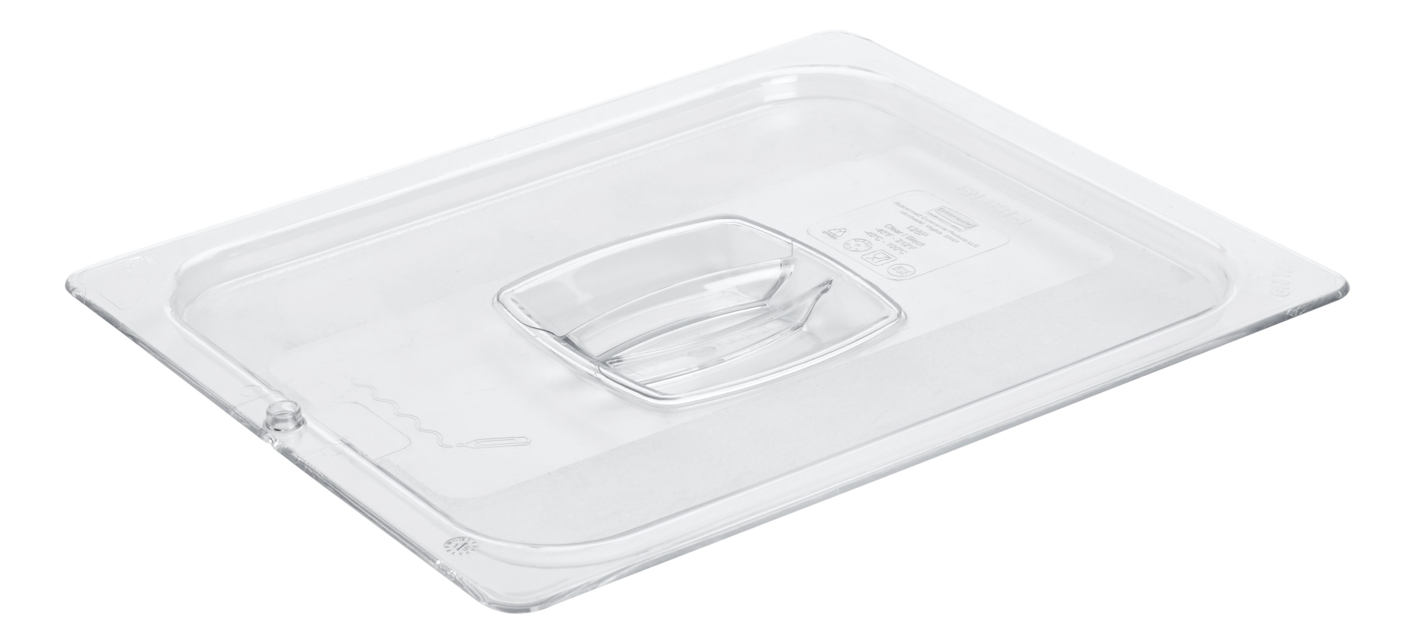 La tapa de bandeja de alimentos fríos Rubbermaid Commercial con orificio es resistente a las roturas, al oxido, a las abolladuras y a las mellas.