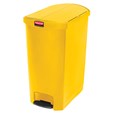 The Rubbermaid Commercial Streamline®  Step-On Container features a slim profile and small footprint to fit in tightest spaces. Streamline®  Step-On containers are constructed with premium-quality materials and meet the needs of any environment with efficiency, safety, and durability.