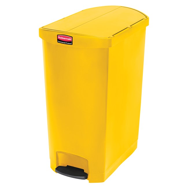 The Rubbermaid Commercial Streamline®  Step-On Container features a slim profile and small footprint to fit in tightest spaces. Streamline®  Step-On containers are constructed with premium-quality materials and meet the needs of any environment with efficiency, safety, and durability.