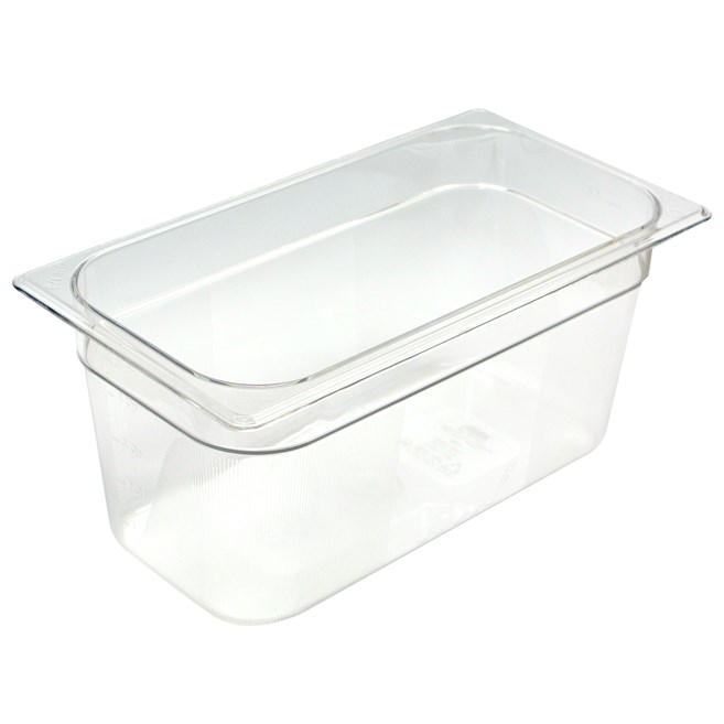 Clear, break resistant insert pans in industry standard, gastronorm sizes