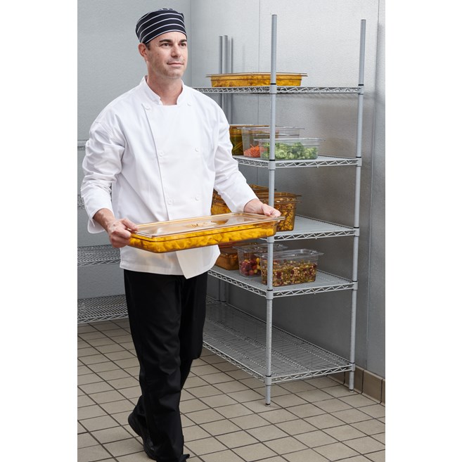 Heavy Duty Hot food pans in industry standard, gastronorm sizes.  Steam table and microwave safe