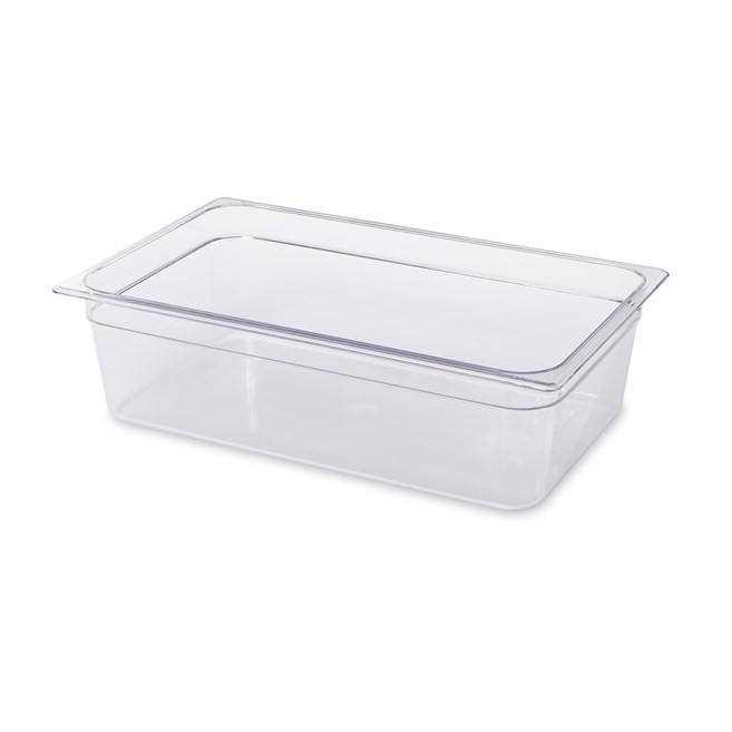 Clear, break resistant insert pans in industry standard, gastronorm sizes